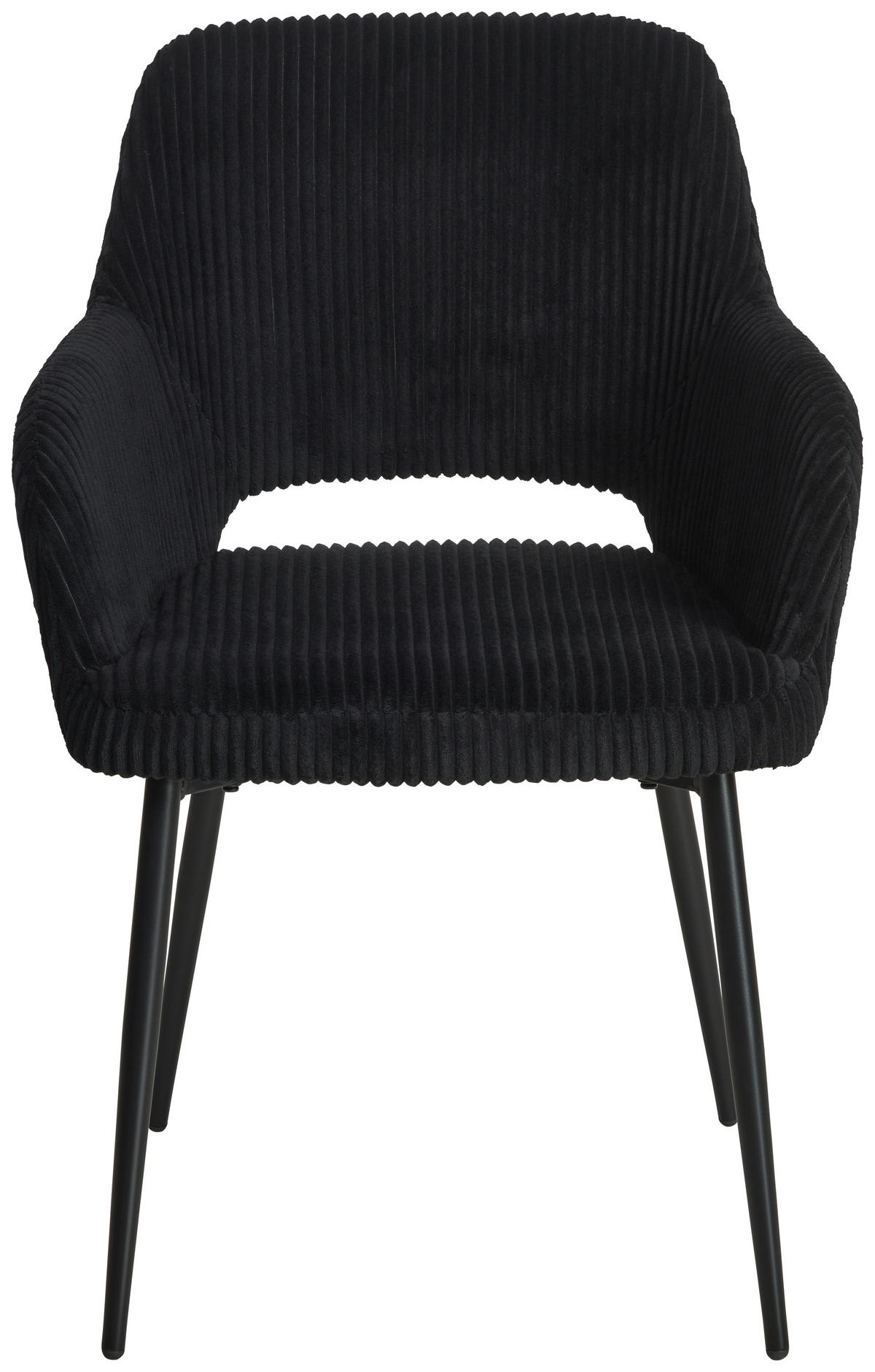 Armlehnstuhl Pina Cord Schwarz, B: 57 Cm - Schwarz, KONVENTIONELL, Holz/Textil (57/83.5/63cm) - MID.YOU