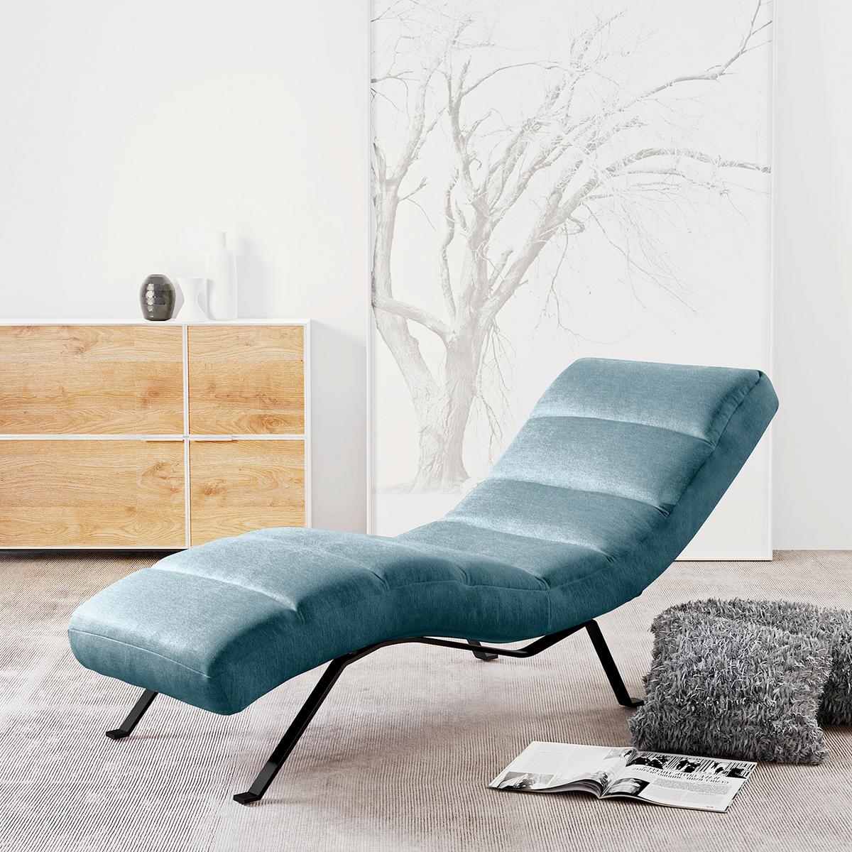 Relaxliege Swing Blick Blau B: 65 cm - Blau/Schwarz, Design, Textil (65/65/171cm) - Livetastic