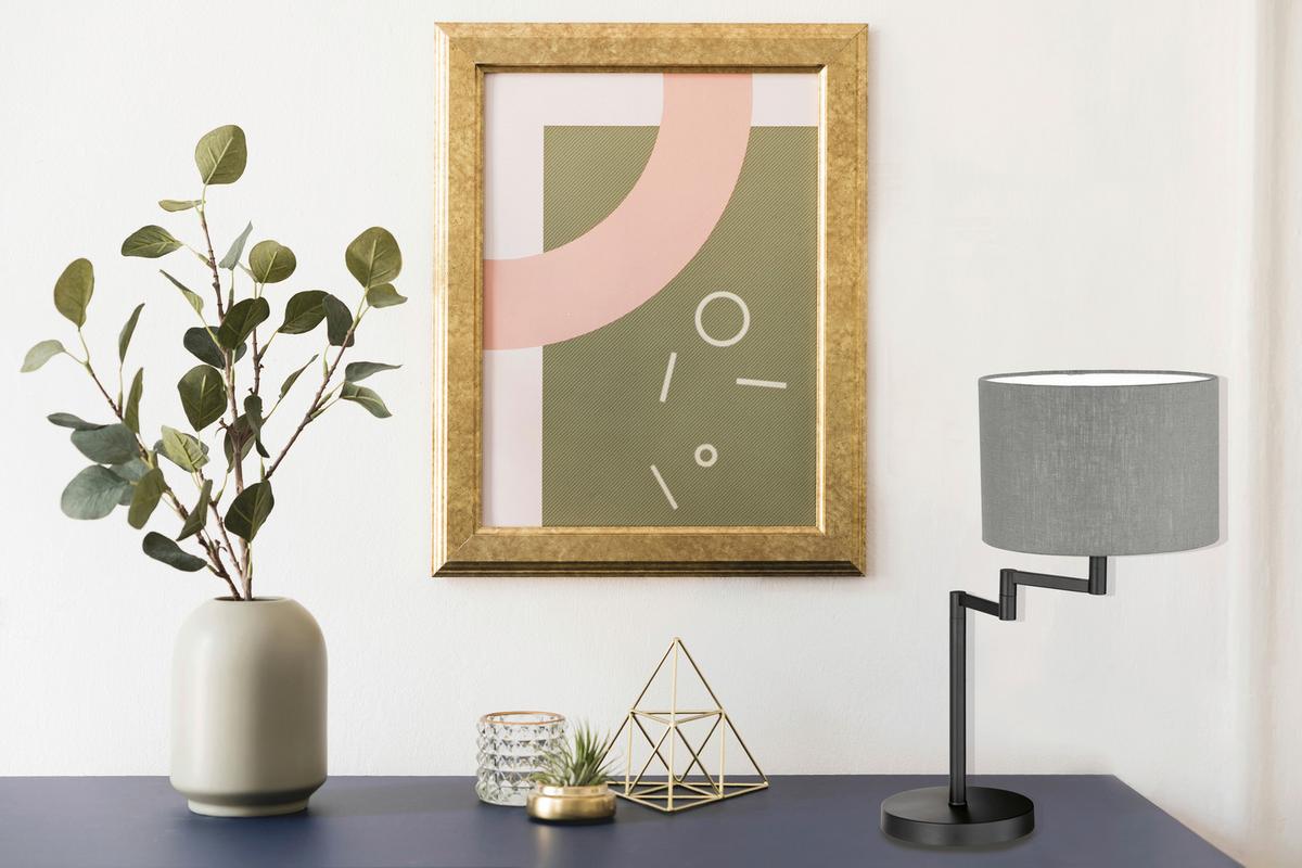 Tischleuchte 50575 Rota - Sandfarben/Schwarz, Basics, Textil/Metall (30/55cm) - Fischer & Honsel