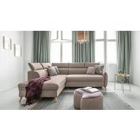 Rozkladacia sedačka Simone, ľavé prevedenie - prírodná farba/béžová, Modern, drevo/textil (253/82/95/208cm)