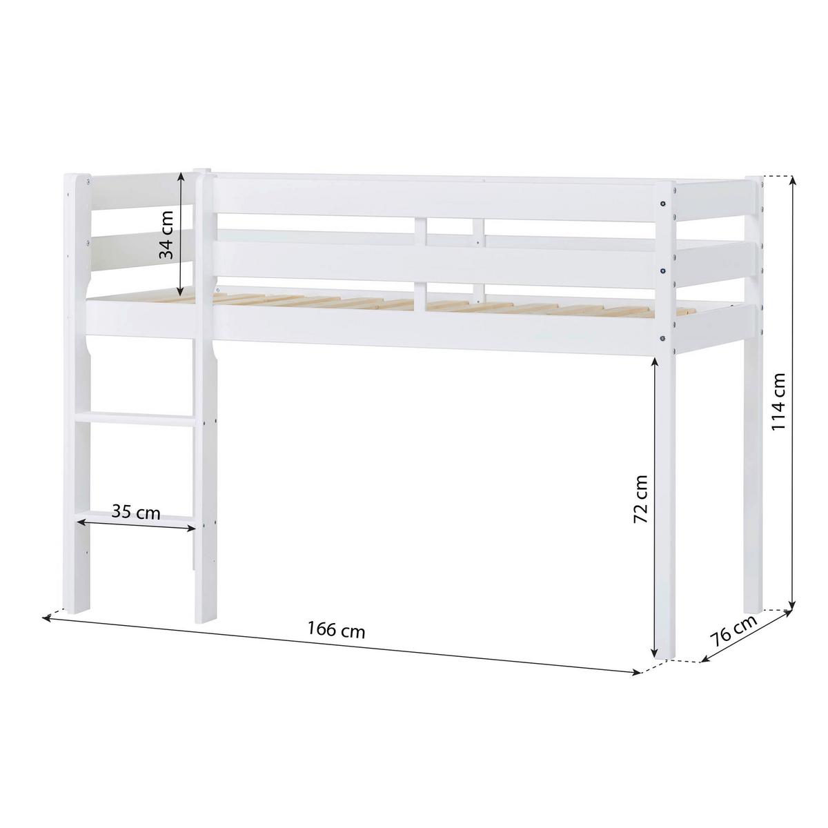 Hochbett Eco Comfort Weiß, Lf: 70x160 Cm - Weiß/Naturfarben, MODERN, Holz (70/160cm) - MID.YOU