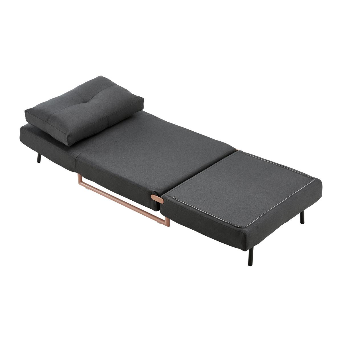 Rozkladacia pohovka Malic tmavosivé - farba duba/tmavosivá, Modern, kov/textil (80/84/90cm) - Bessagi Home