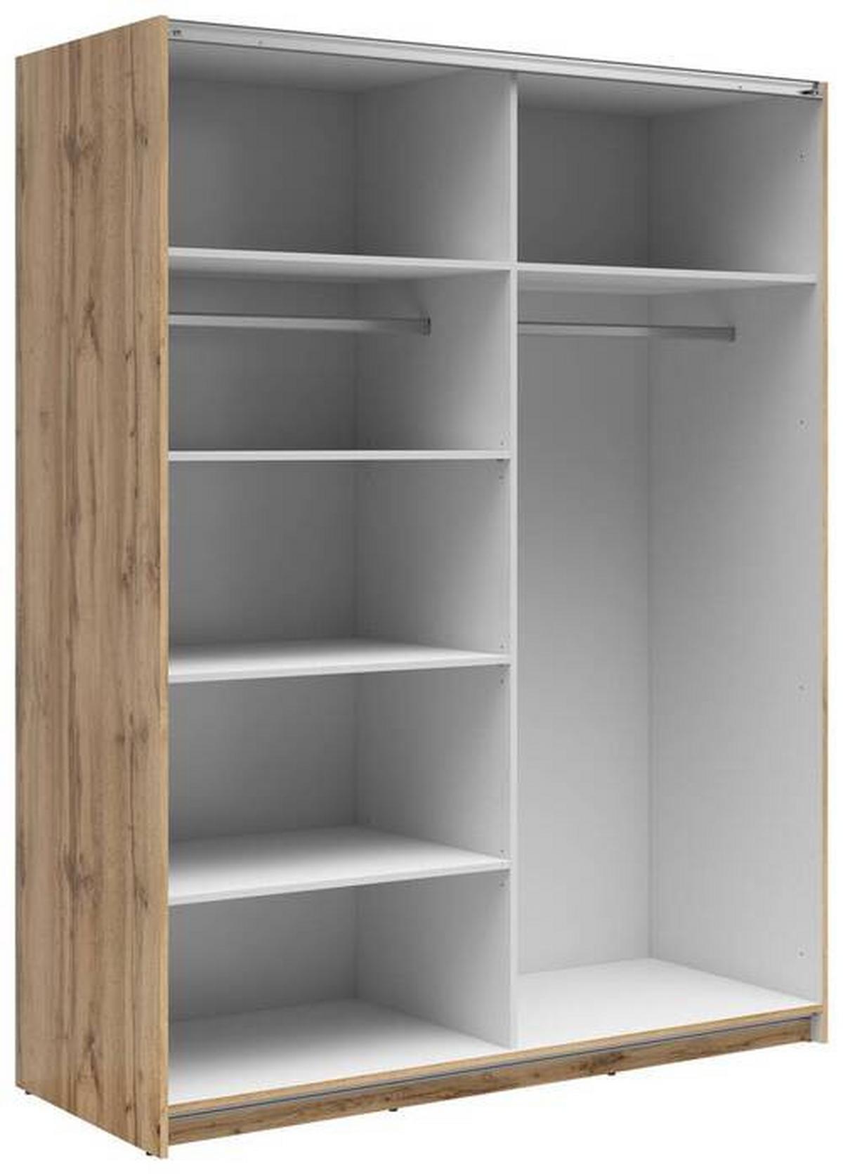 Schwebetürenschrank Tetrix - Eiche Wotan, MODERN, Holzwerkstoff (153,5/195,5/60cm) - MID.YOU