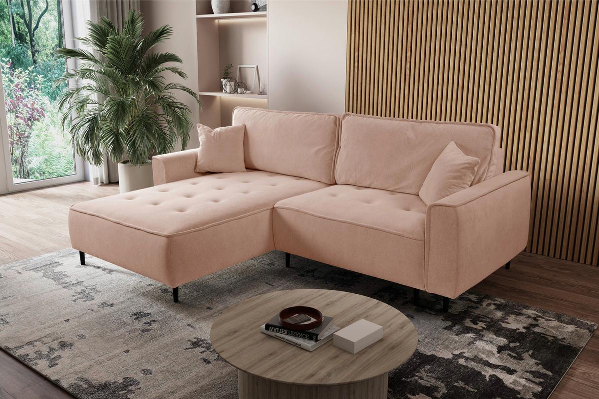 Ecksofa Blues Rosa/schwarz, 183 Cm - Schwarz/Rosa, Design, Textil (183/263cm) - MID.YOU