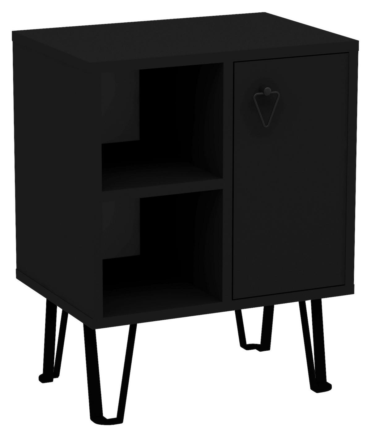 Nachtkästchen Schwarz H: 63 cm Neptun - Schwarz, Design, Holzwerkstoff (50/63/35cm) - MID.YOU