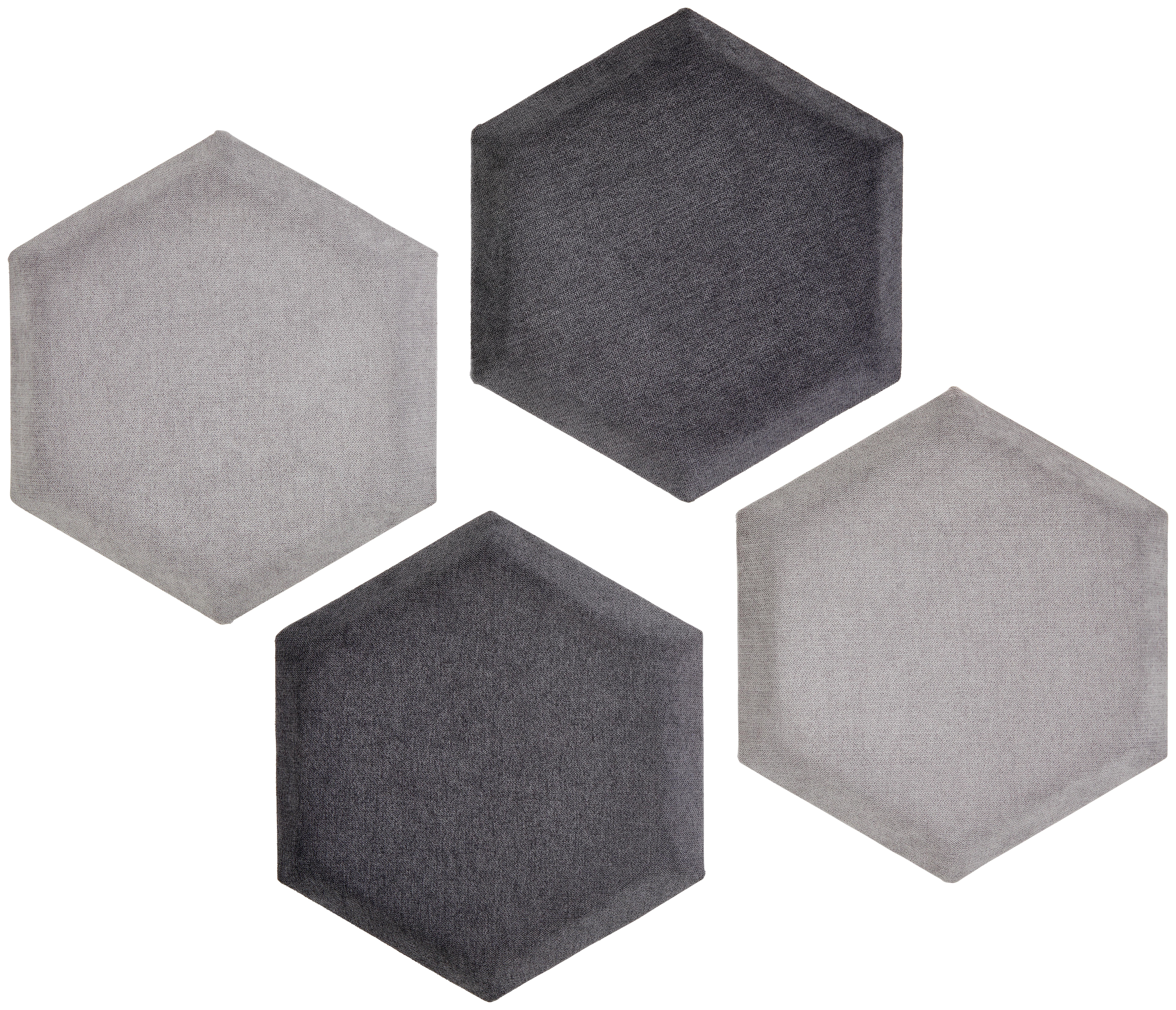 Wandpolster 2er-set 36x32 Cm Sechseck, Anthrazit - Anthrazit, Basics, Textil (36/32/4cm) - MID.YOU