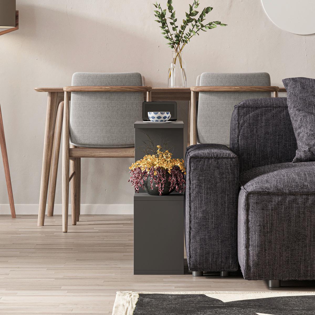 Beistelltisch Homemania Kaffeetisch - Anthrazit, Design, Holzwerkstoff (60/20/60cm) - Livetastic