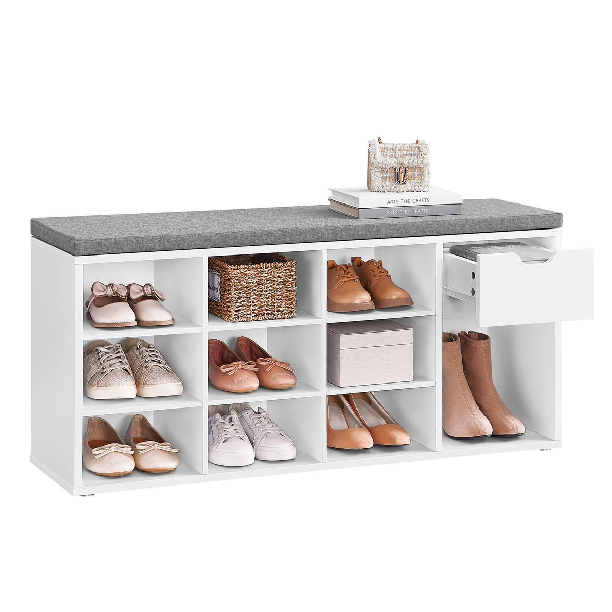 Lavica do predsiene sivá/biela - sivá/biela, Trend, kompozitné drevo (104/48/30cm) - Boxxx
