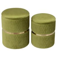 Hockerset Milas 100 2-teilig Grün D: 36/31,5 Cm - Goldfarben/Grün, KONVENTIONELL, Textil/Metall (31,5+36cm) - Kayoom