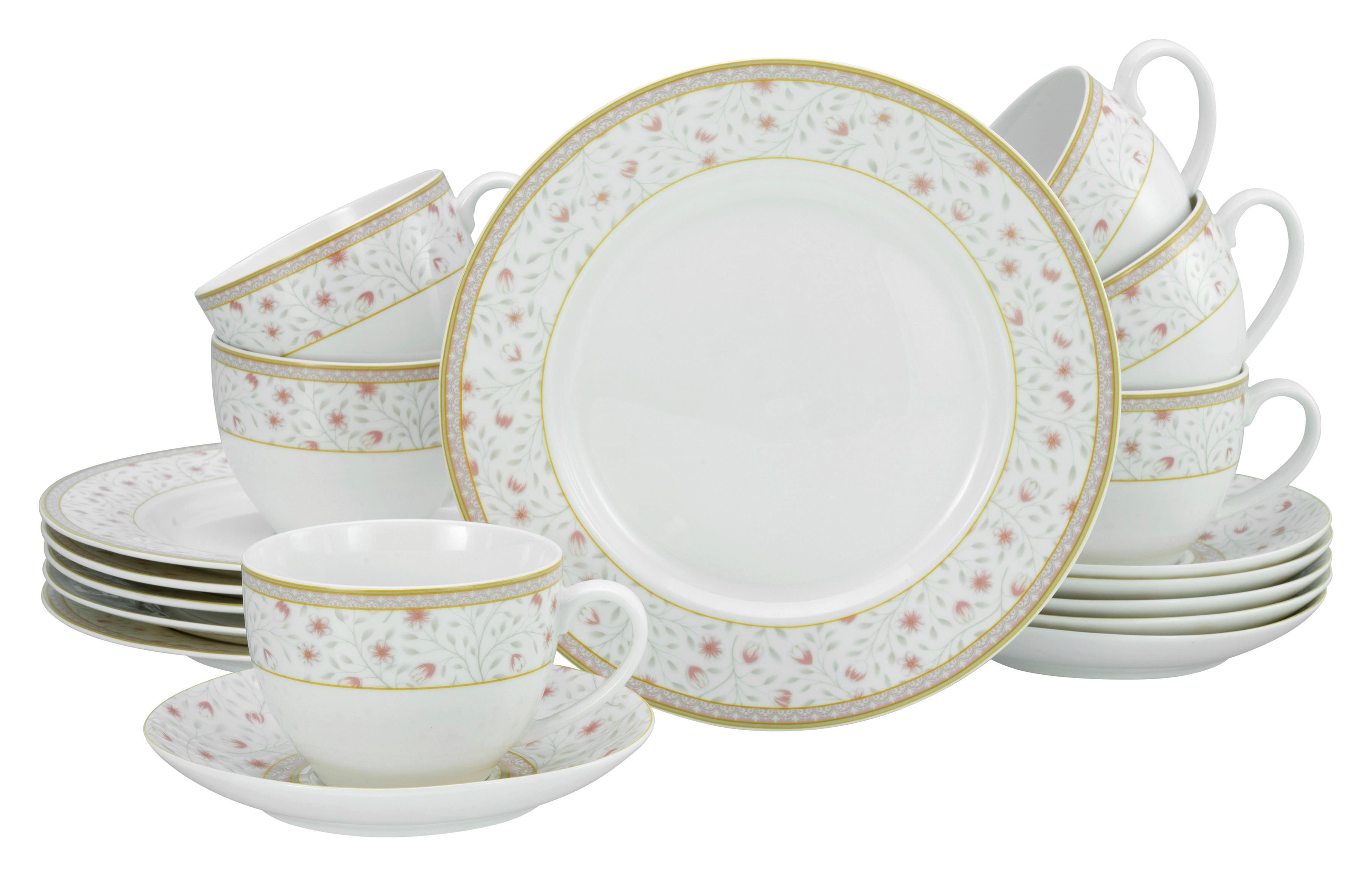 Kávový sevis EMILIA, 18-dielny - biela, Trend, keramika (33,5/22,5/29null) - Creatable