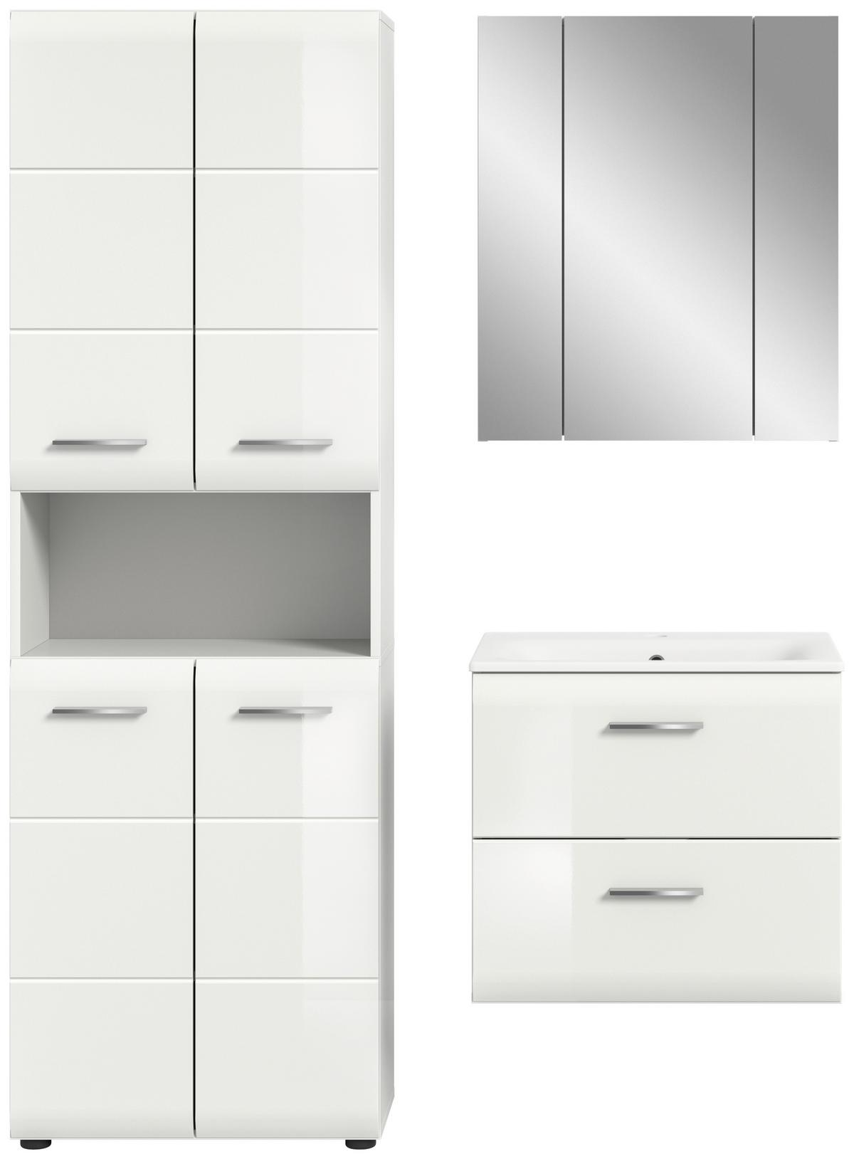 Badezimmer Ice Weiß Hg B: 120 Cm - Weiß Hochglanz/Schwarz, MODERN, Keramik/Holzwerkstoff (120/185/46cm) - MID.YOU