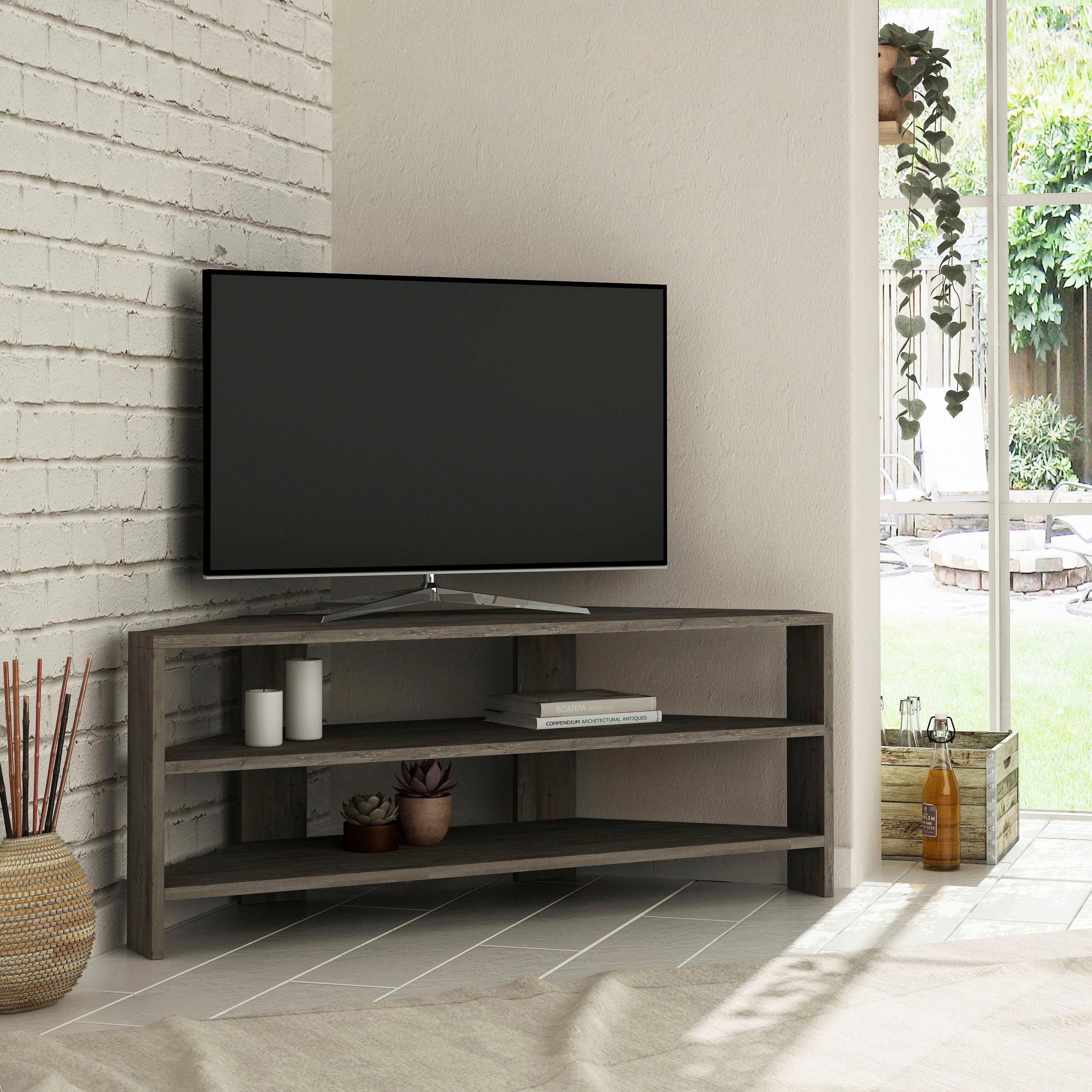 Lowboard Thales Eckfernsehtisch - Dunkelbraun, Design, Holzwerkstoff (114/45/36cm) - Livetastic