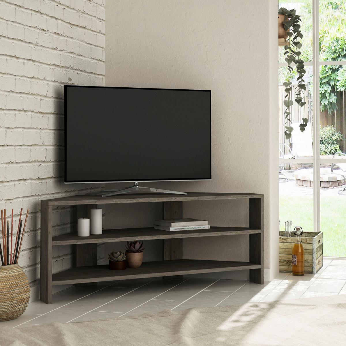 Lowboard Thales Eckfernsehtisch - Dunkelbraun, Design, Holzwerkstoff (114/45/36cm) - Livetastic