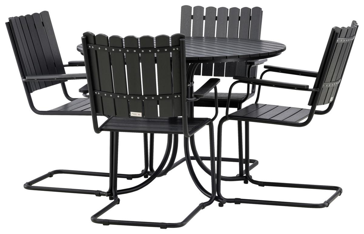 Gartentischgruppe Holmsund - Schwarz, KONVENTIONELL, Metall - Gardenson