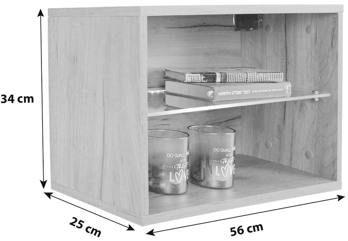 Függesztett Elem Avensis New Typ144 - tölgyfa színű, Konventionell, faalapú anyag/Üveg (56/34/25cm) - Luca Bessoni
