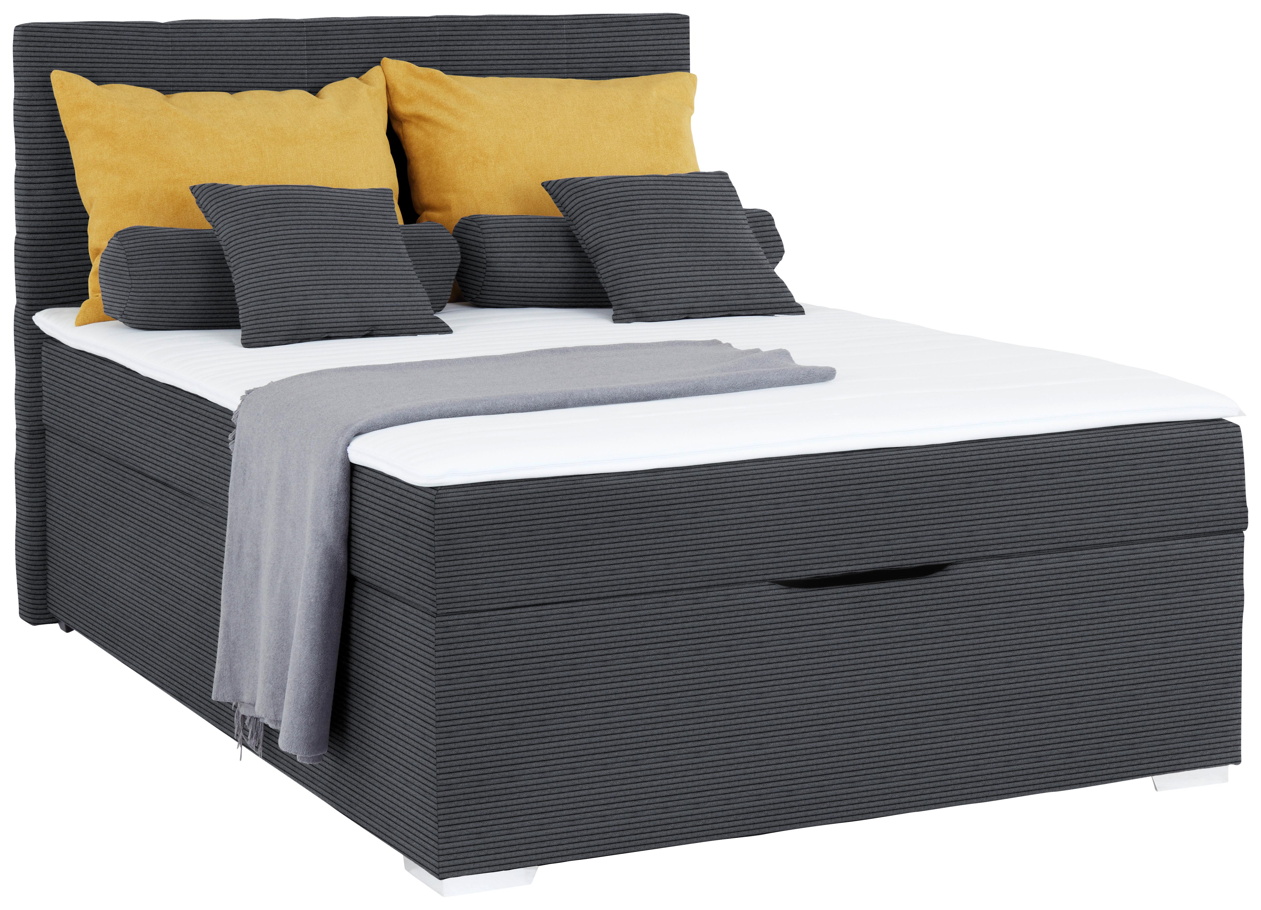 Polsterbett Adria - Chromfarben/Schieferfarben, KONVENTIONELL, Holz/Textil (140/200cm)