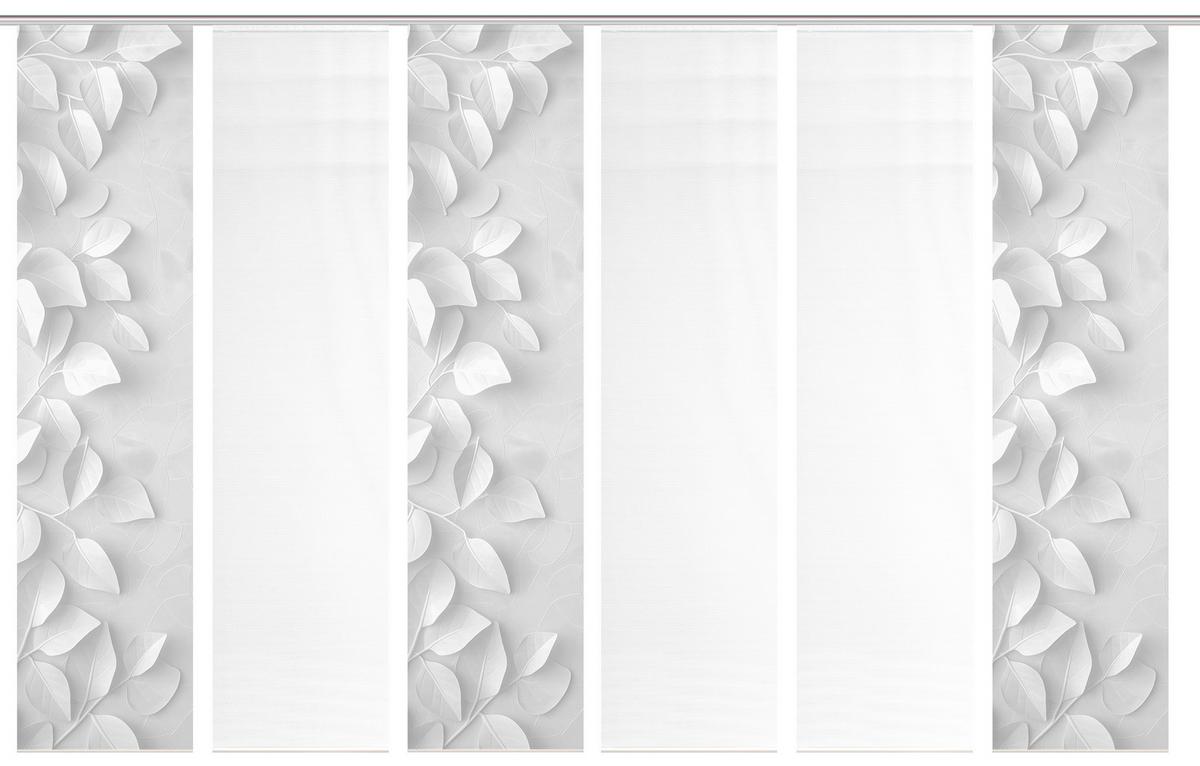 Flächenvorhang Rixa 6er Set - Grau Hochglanz/Weiß, Natur, Textil (60/260cm)