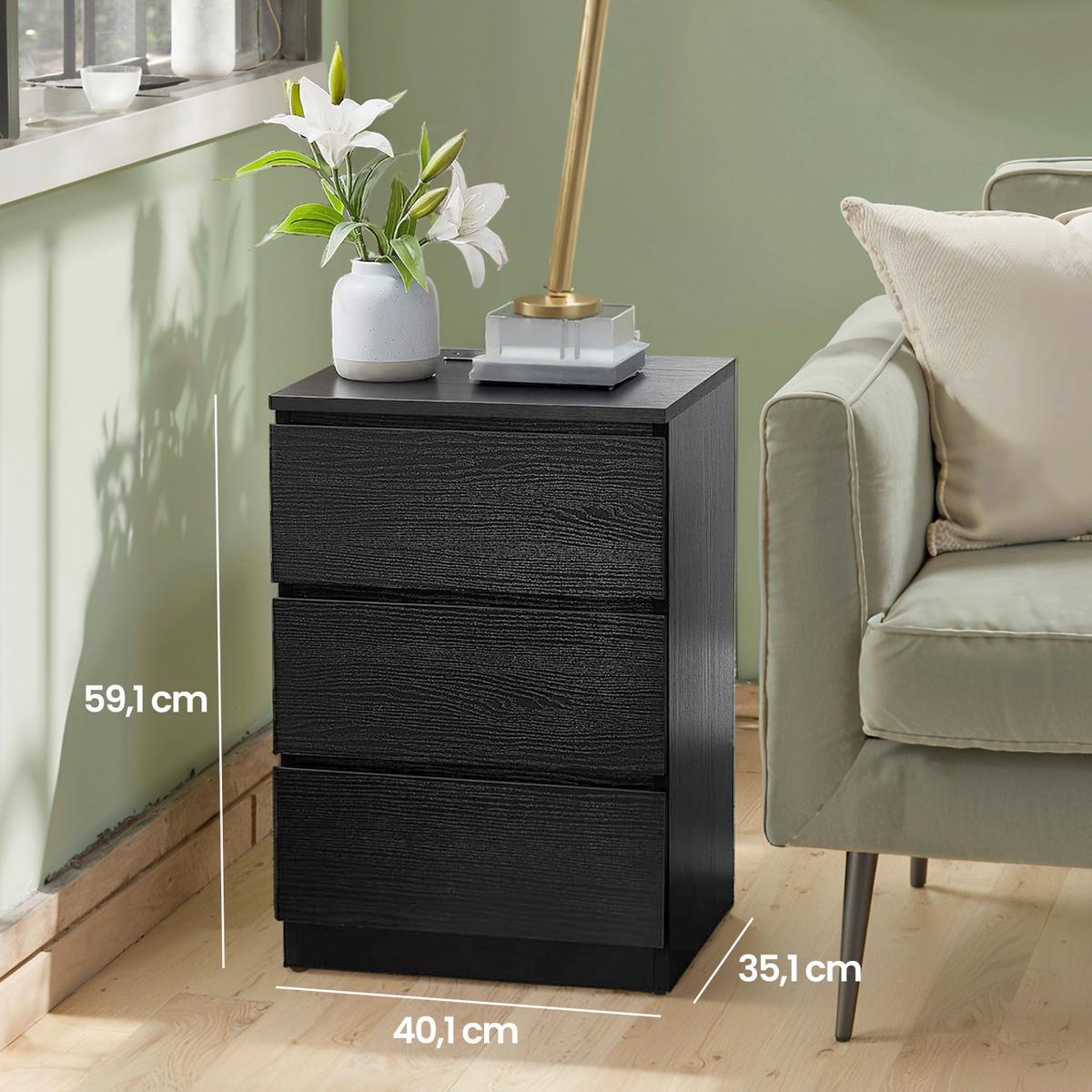 Nachttisch Nightstand - Schwarz, MODERN, Holzwerkstoff (40,1/59,1/35,1cm) - MID.YOU