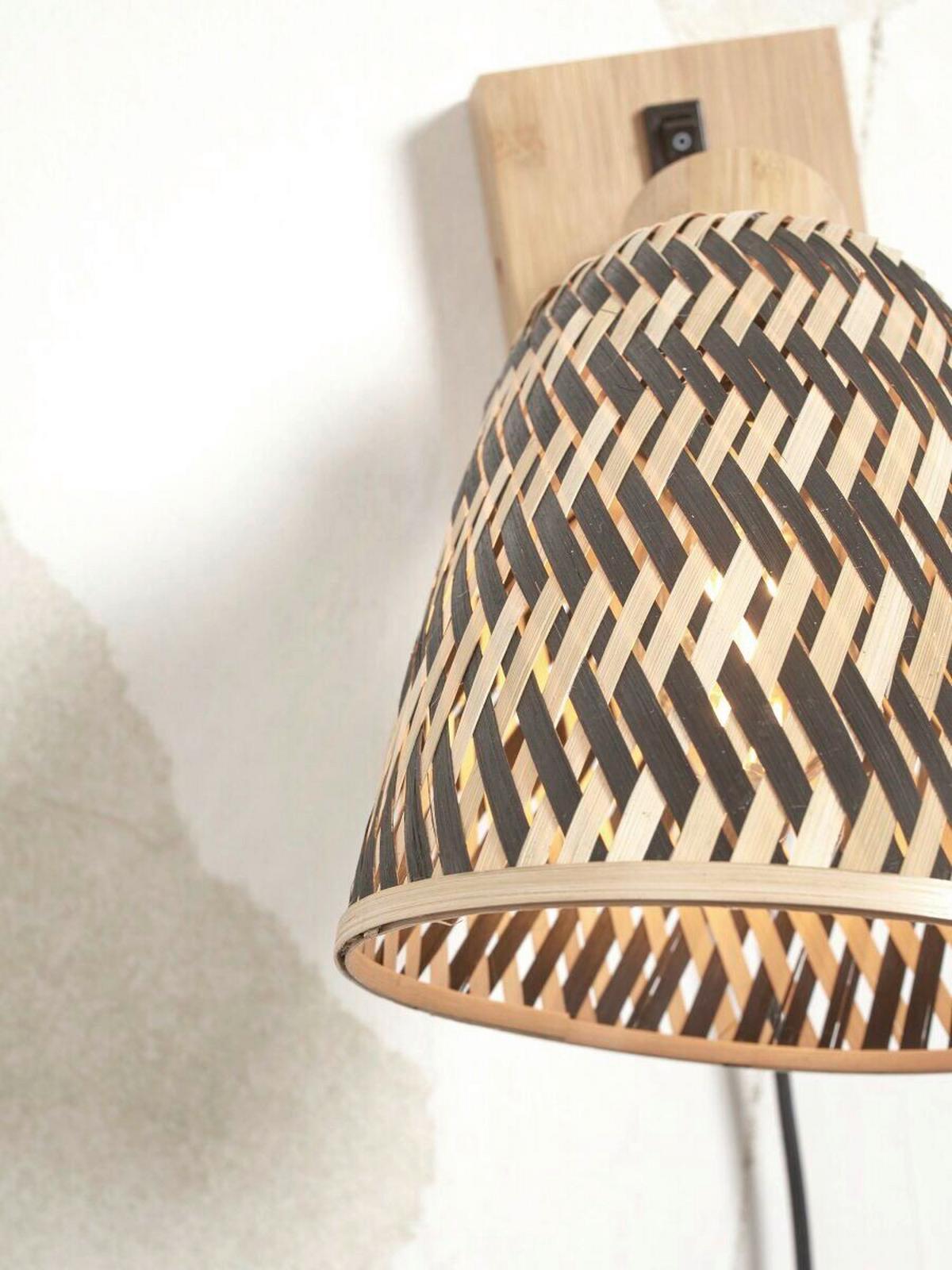 WANDLEUCHTE JAVA/W/N/15/BN - Schwarz/Naturfarben, Trend (15/15/22cm) - Good & Mojo