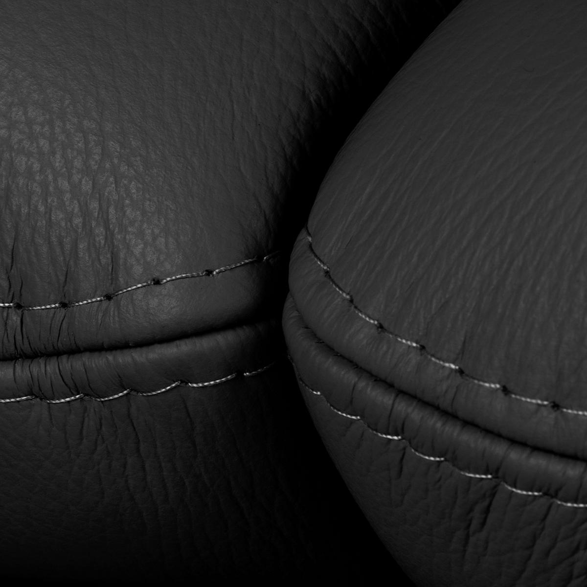 2-Sitzer-Sofa Comodo Echtleder Schwarz B: 164 cm - Silberfarben/Schwarz, Design, Leder (164/90/88cm) - Livetastic