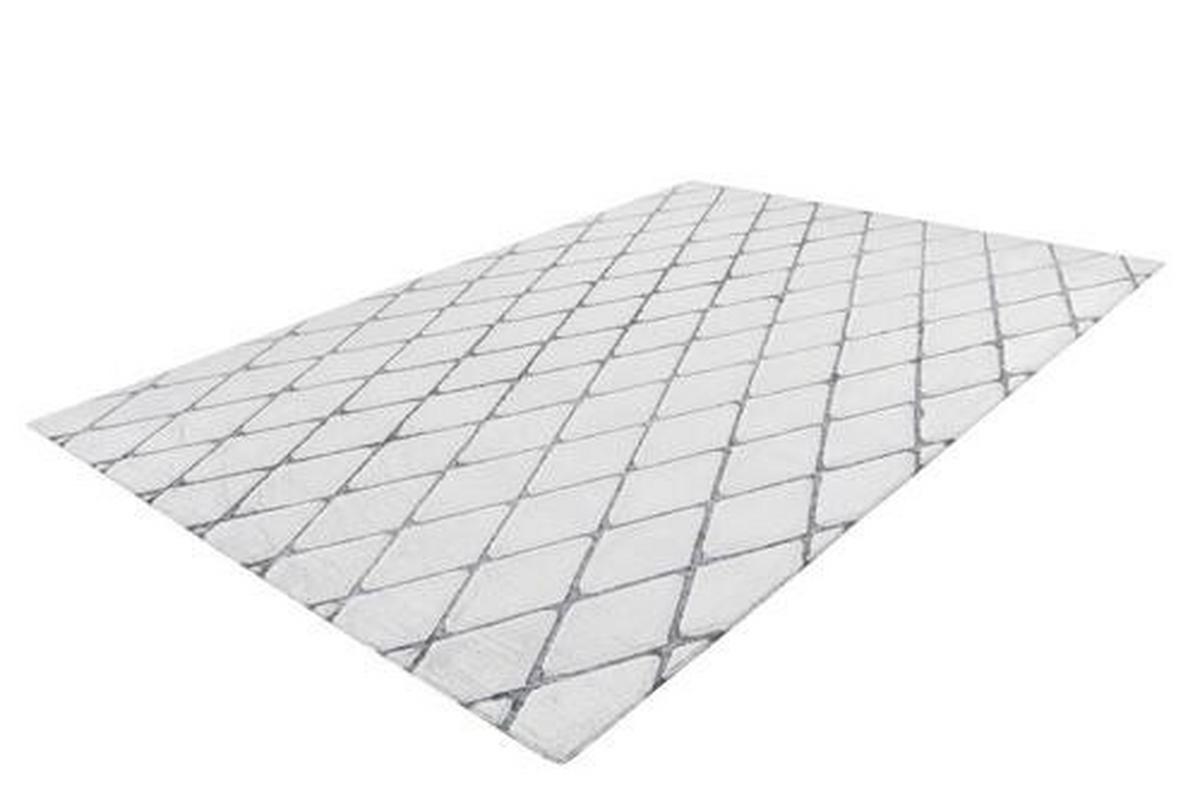 Hochflor Teppich Weiß/ Anthrazit Vivica 80x150 cm - Anthrazit/Weiß, Design, Textil (80/150cm) - Kayoom