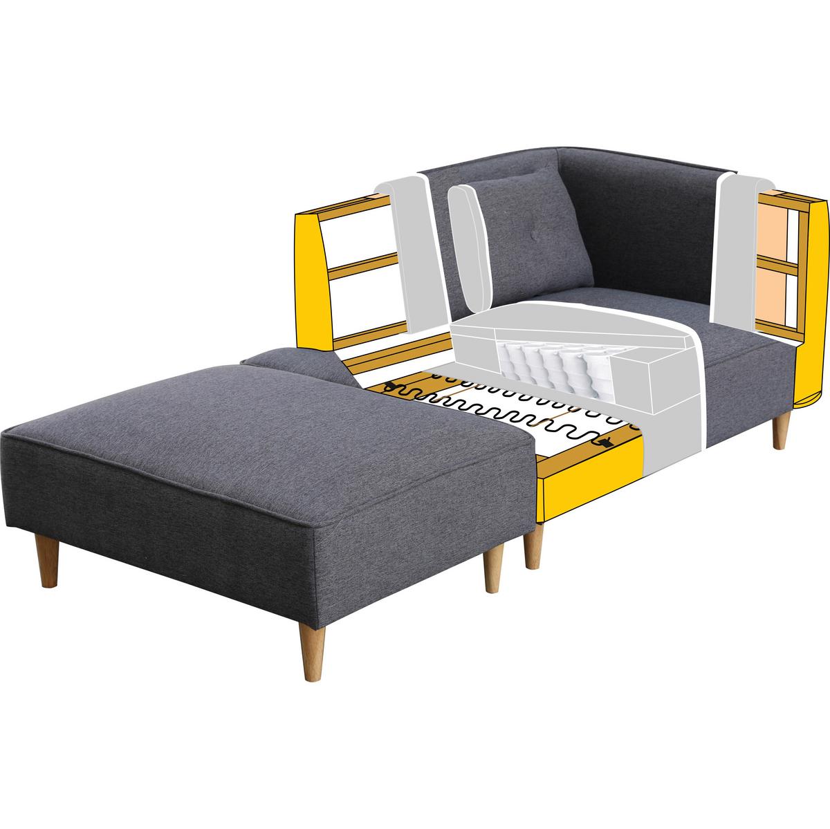 Modulární pohovka FANNY, žlutá - přírodní barvy/žlutá, Moderní, dřevo/textil (154/55/73cm) - Bessagi Home