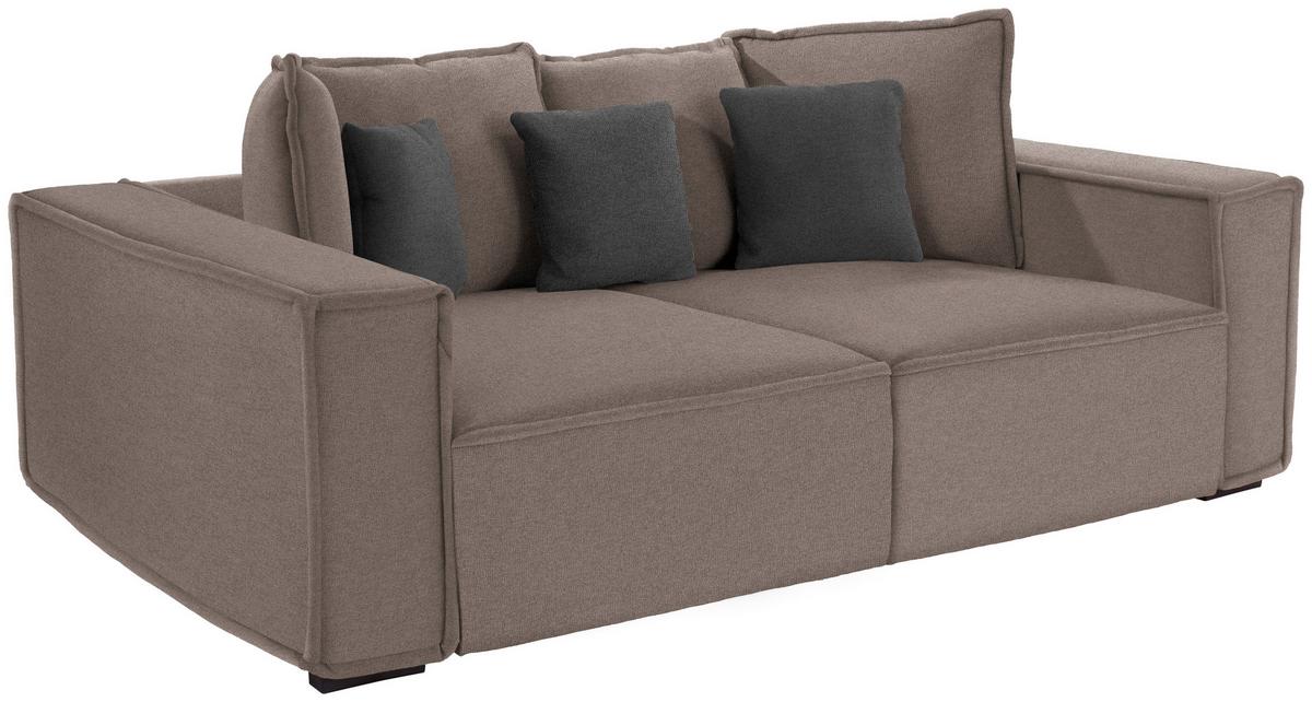 Bigsofa mit Kissen Surf, Mikrofaser - Taupe/Dunkelgrau, MODERN, Holz/Textil (244/62/117cm) - Luca Bessoni