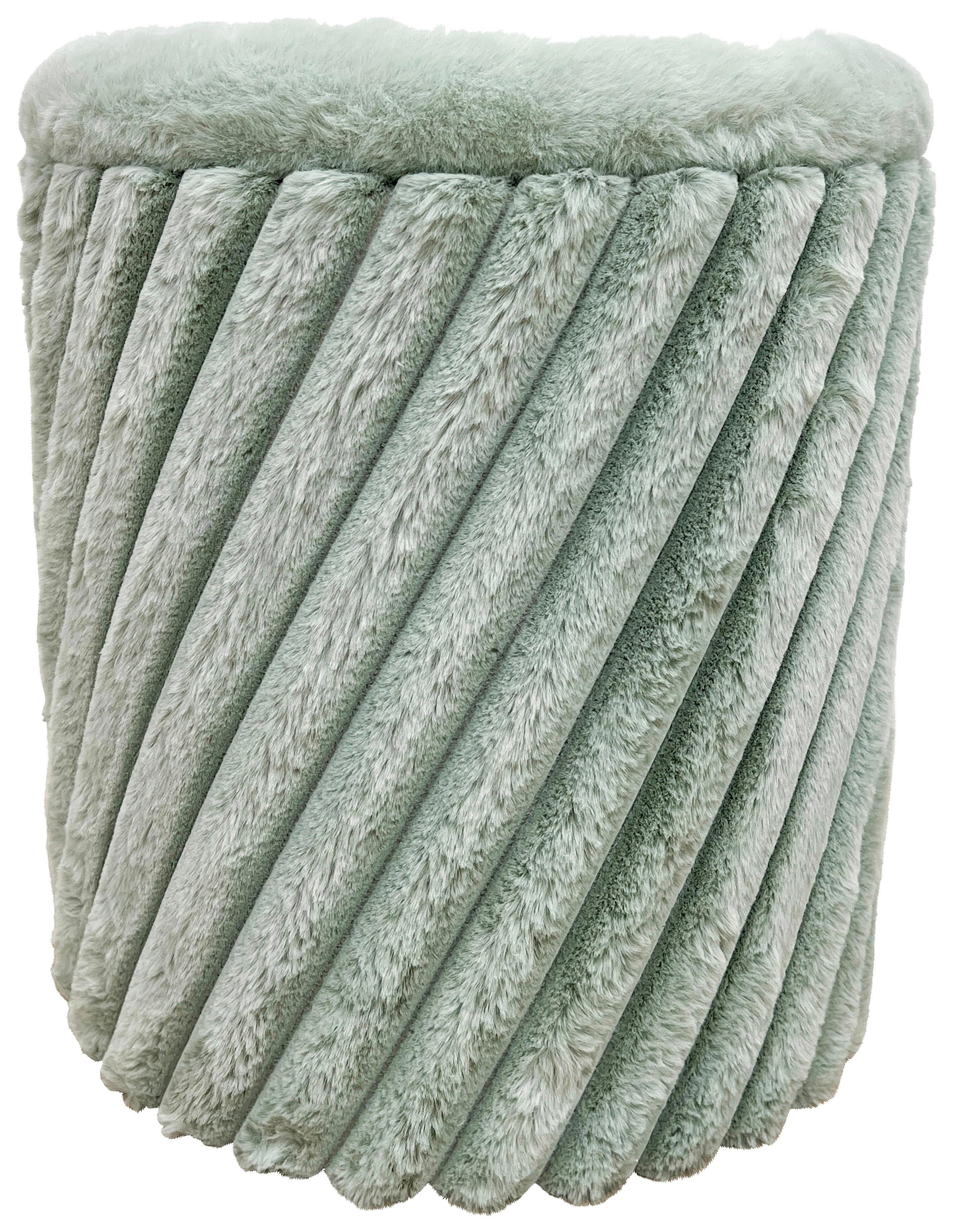 Taburet CADY, zelená umělá kožešina - zelená, Romantický / Rustikální, kompozitní dřevo/textil (37/40cm) - Mömax