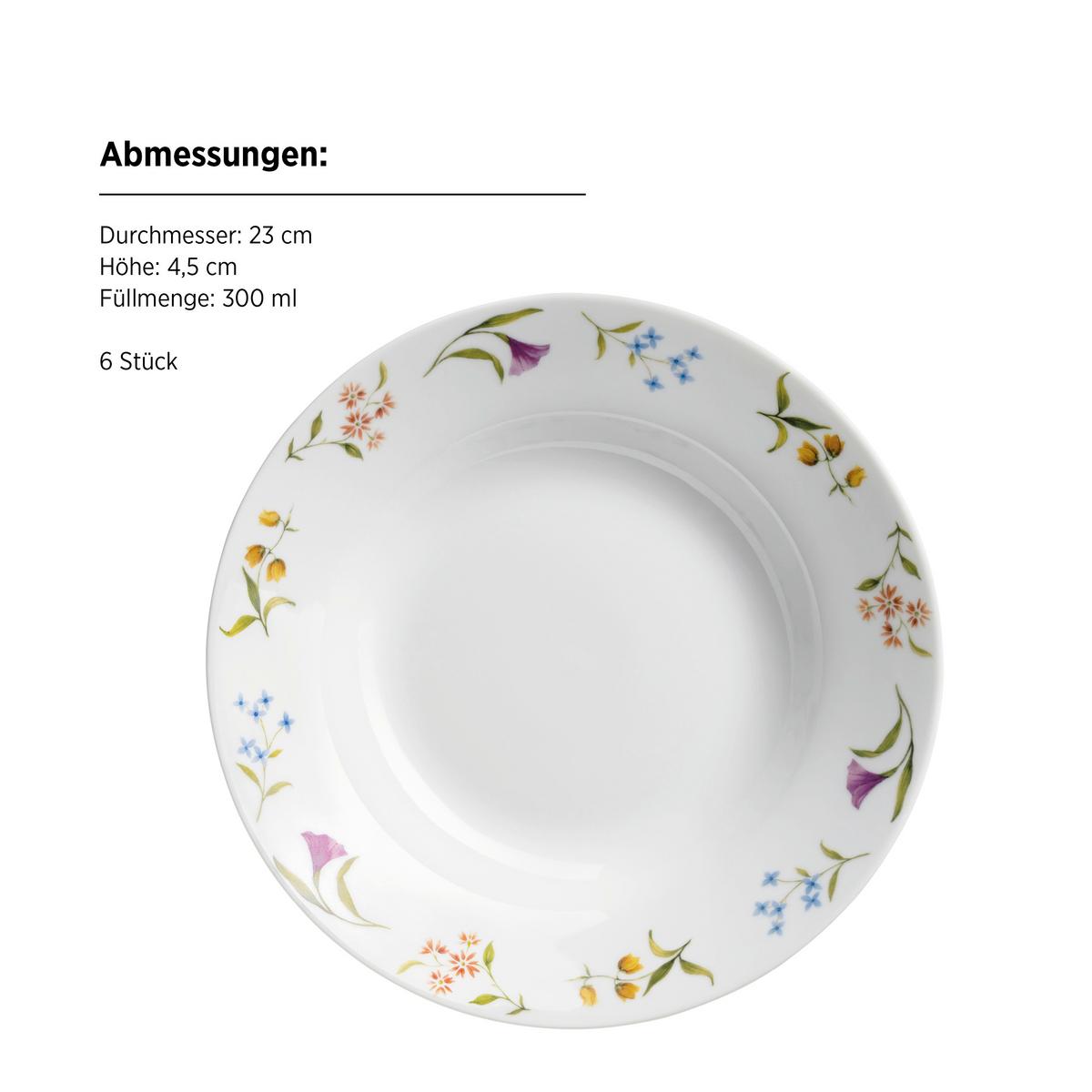 Tafelservice Zosma 18-teilig Porzellan, Weiß Blumendekor - Weiß, Basics, Keramik - Mäser