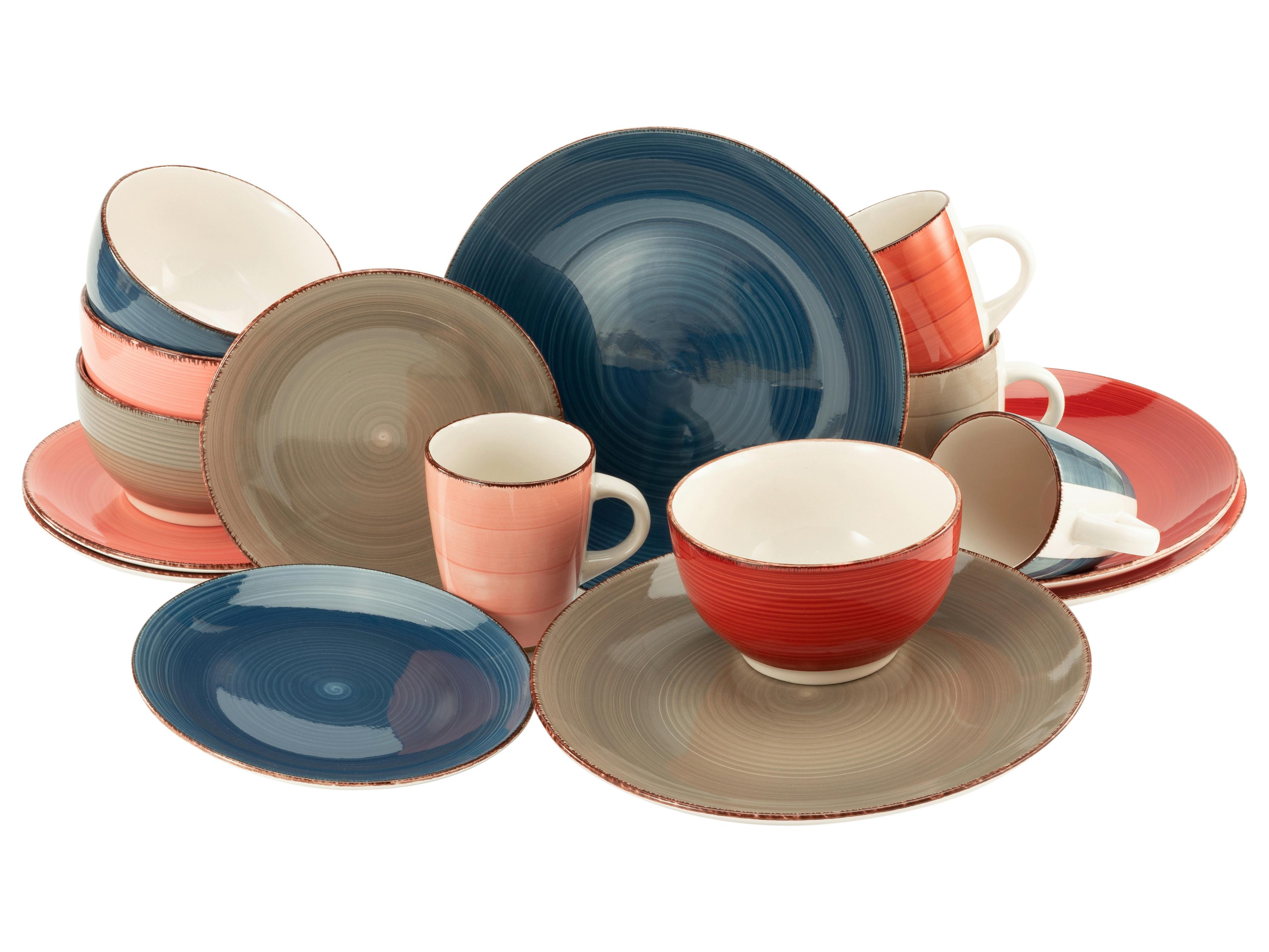 Kombiservice Keramik 4 Personen Geschirr Set - Multicolor, Keramik - Creatable