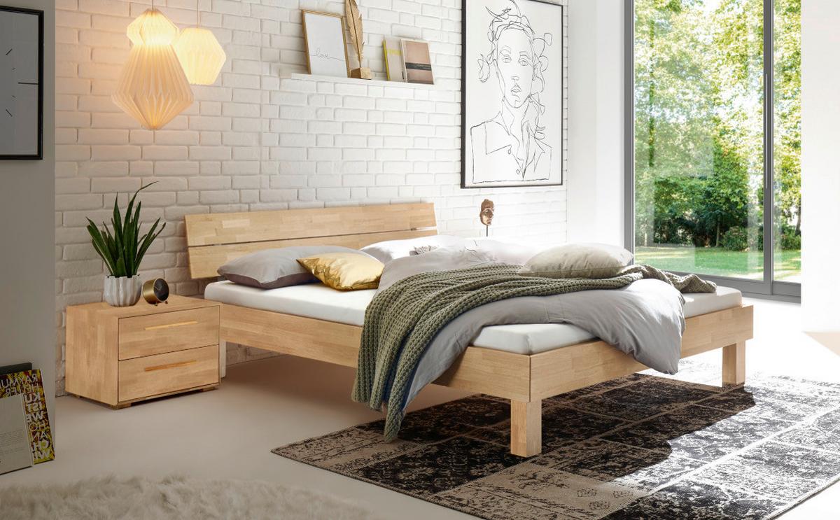 Bett Prato Kopfteil Mit 2 Paneele 160x200 Cm - Eiche Bianco/Eichefarben, Natur, Holz (160/200cm) - Hasena