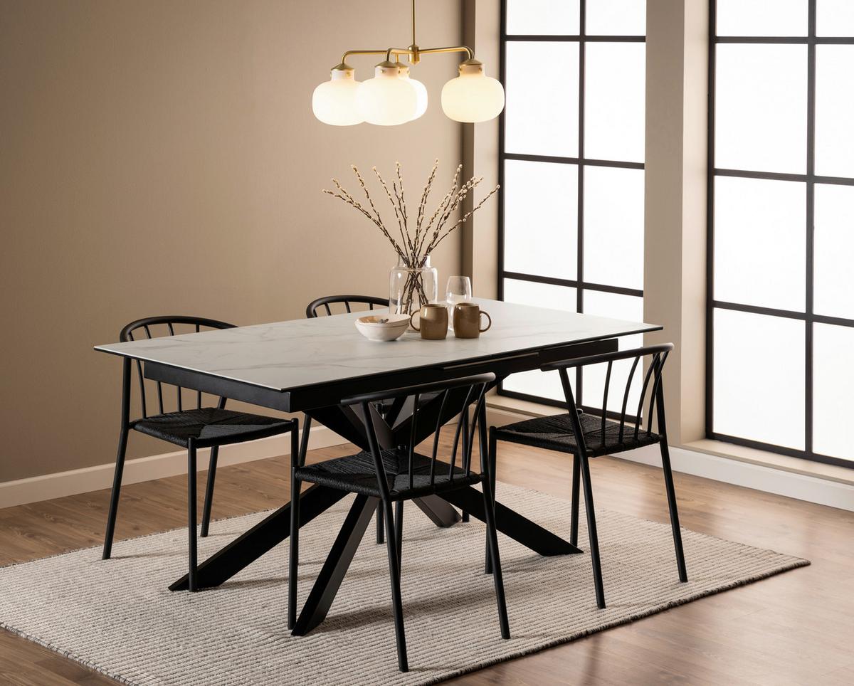 Esstisch Irwine H000023565 - Schwarz/Weiß, Design, Glas/Keramik (210/90cm) - MID.YOU