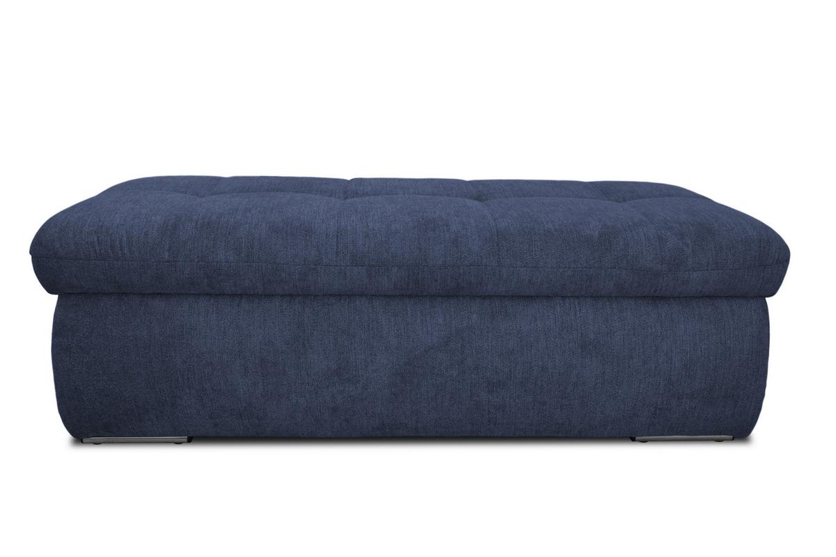 Hockerbank Moric Mikrofaser Dunkelblau H: 43 Cm  Stauraum - Chromfarben/Dunkelblau, KONVENTIONELL, Textil (136/43/64cm) - MID.YOU