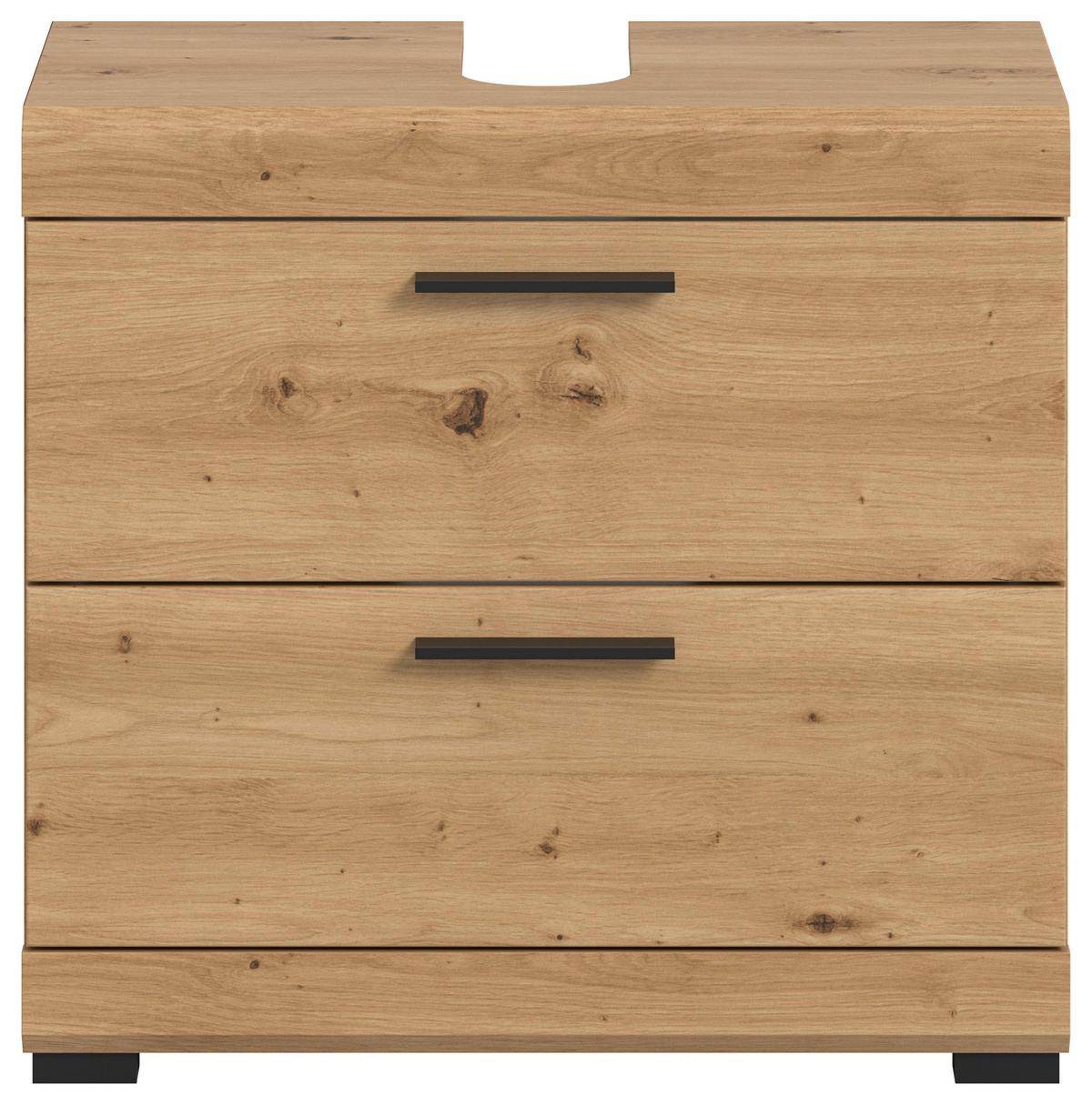 Waschbeckenunterschrank Scout Eiche Artisan Dekor B: 60cm - Schwarz/Eiche Artisan, Trend, Holzwerkstoff (60/56/34cm) - MID.YOU