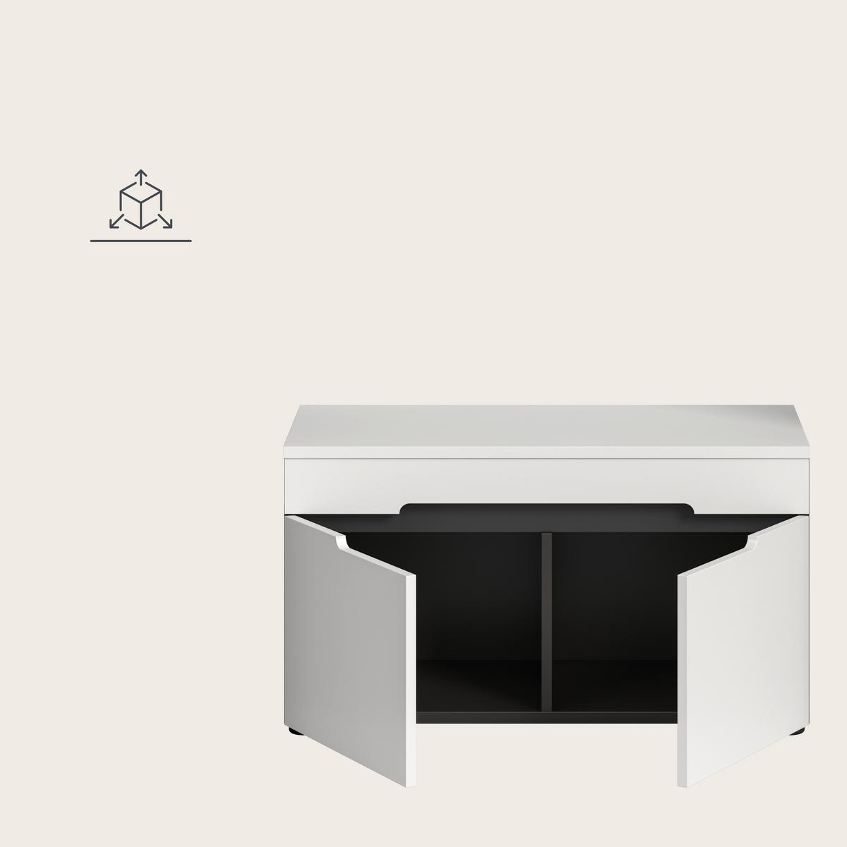 Sitzbank Canu Grau/Weiß B: 80 cm - Schwarz/Weiß, Design, Holzwerkstoff (80/45/37cm) - Livetastic