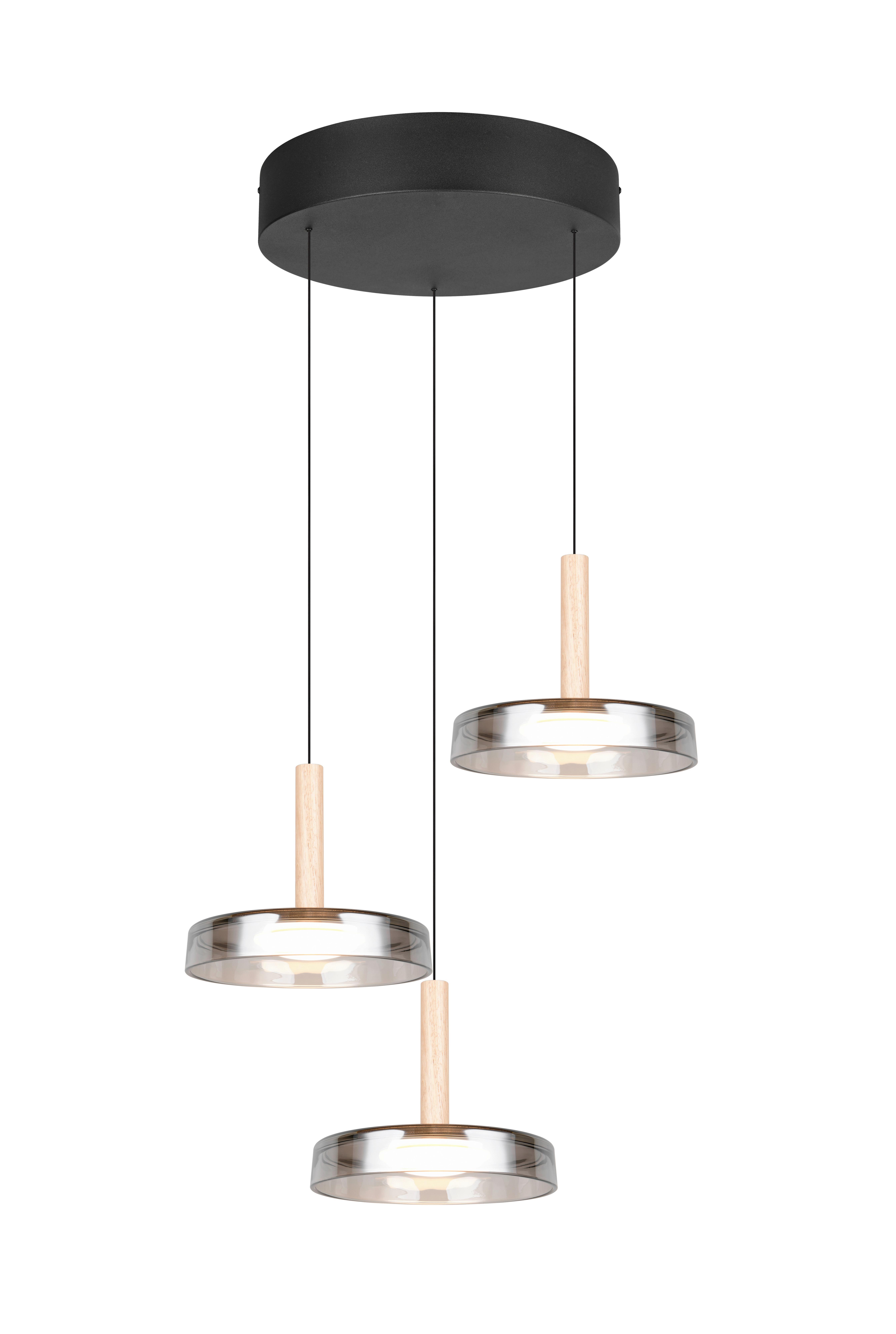LED-Pendelleuchte 354930332 Celeste - Schwarz/Grau, Design, Glas/Metall (35/200cm) - Trio Leuchten