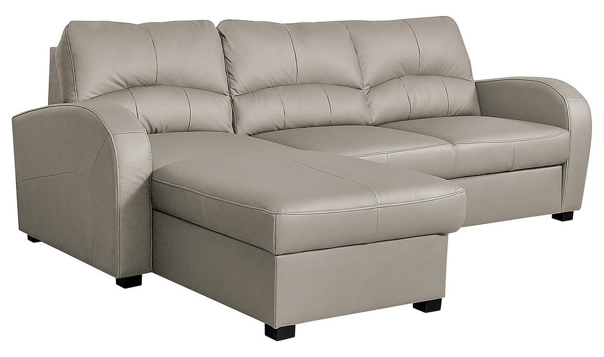 Ecksofa Tilo Platinfarben S: 168 cm - Platinfarben/Schwarz, Design, Leder/Textil (168/227cm) - Livetastic