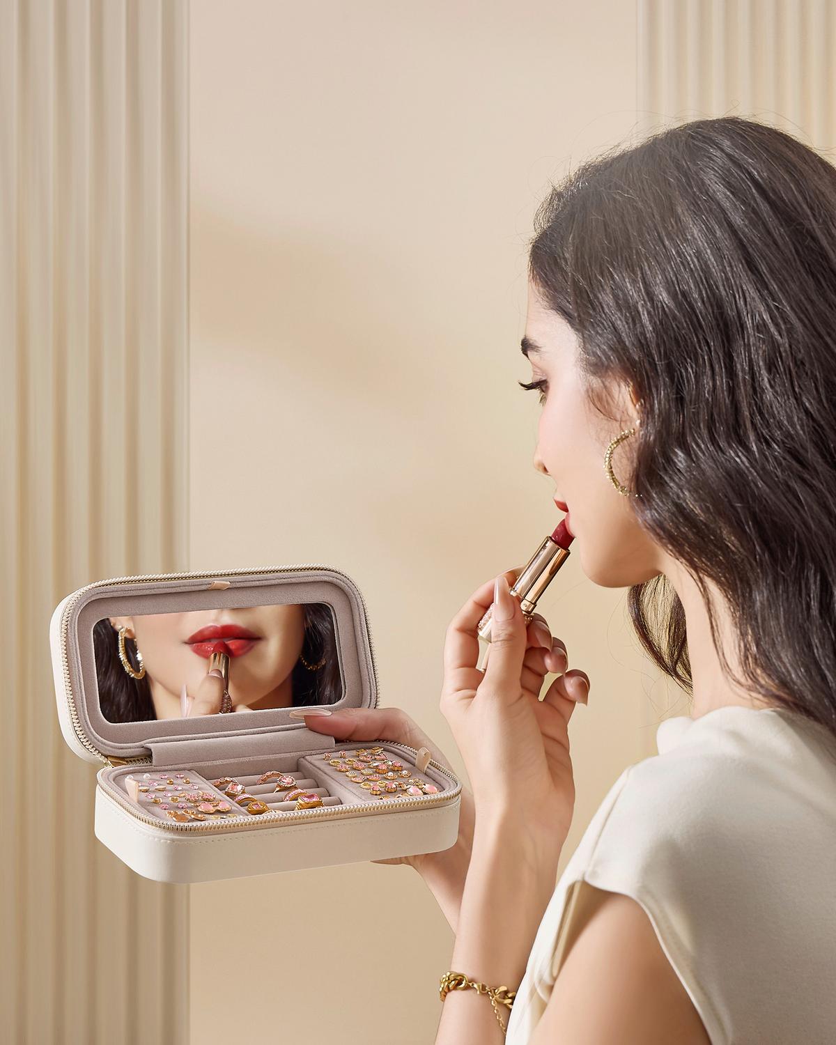 Schmuckkästchen Weiß B: 20,5 cm - Weiß, LIFESTYLE, Glas/Leder (20,5/6/10,5cm)