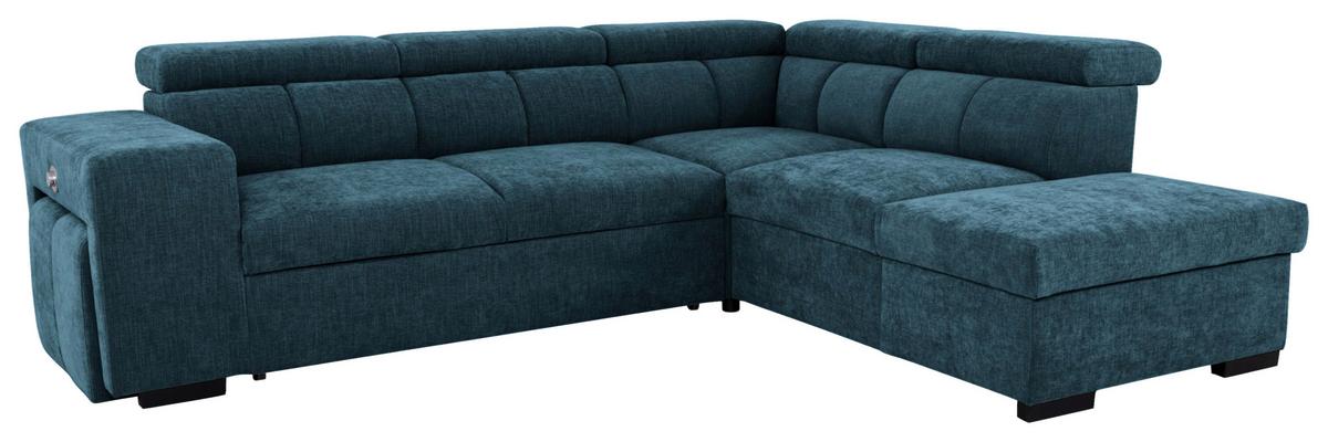 Ecksofa Sirius L blau, 267x218cm - Blau/Eichefarben, KONVENTIONELL, Holz/Holzwerkstoff (267/218cm)