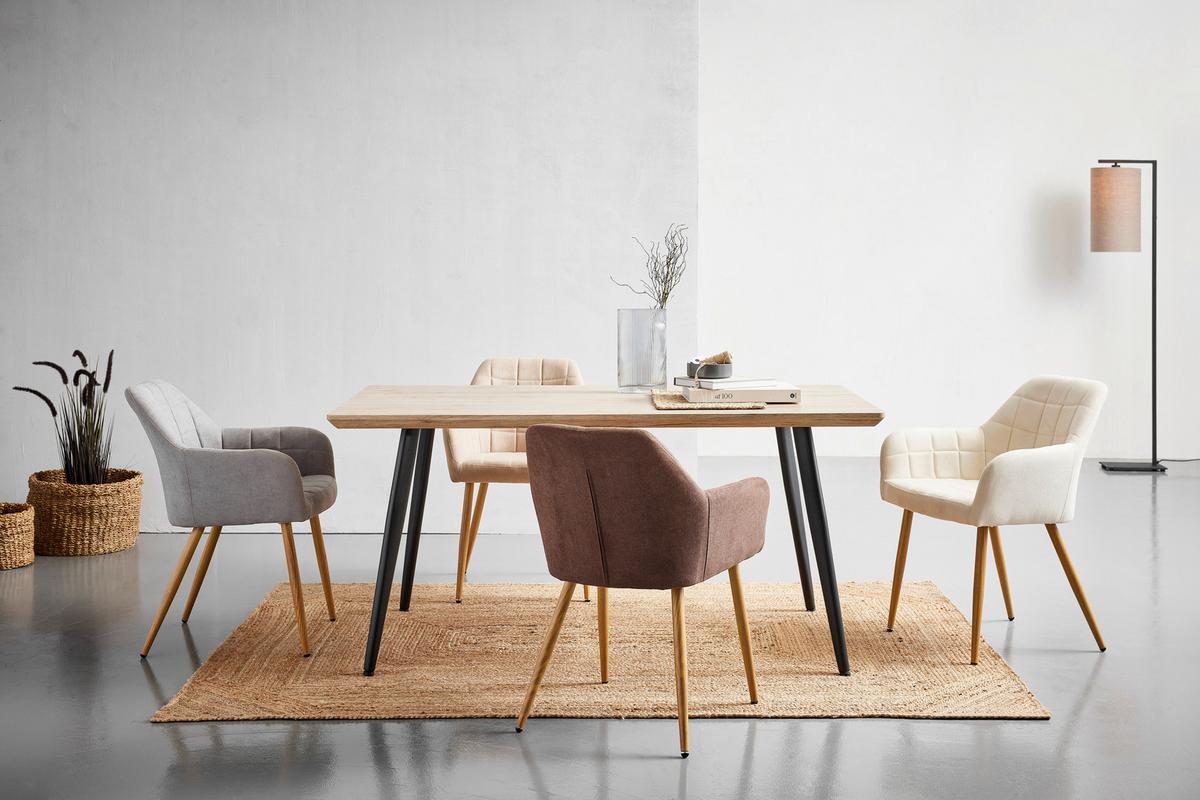 Armlehnstuhl Drops Braun B: 57 Cm - Eichefarben/Braun, MODERN, Textil/Metall (57/82/60cm) - MID.YOU