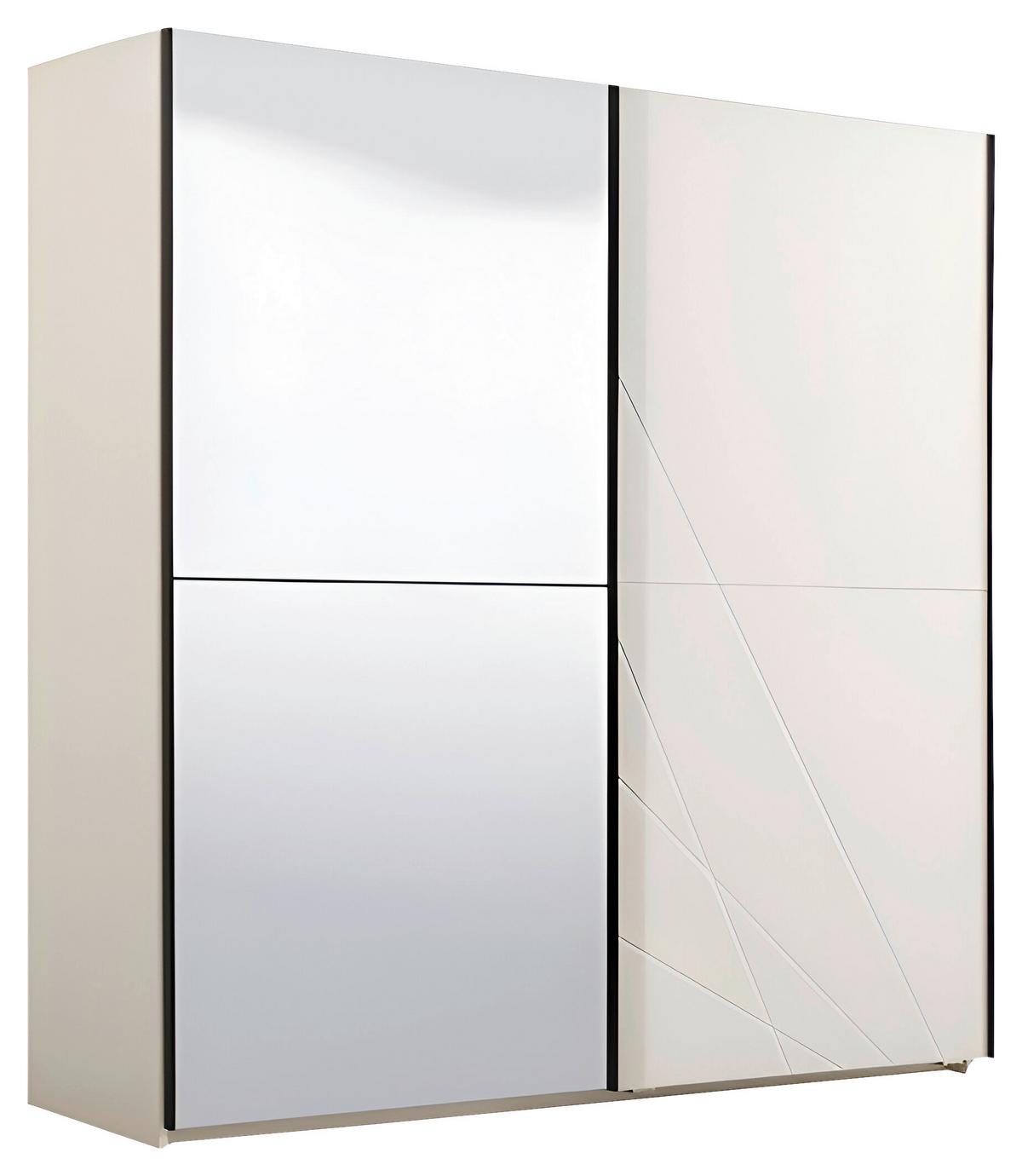 Tolóajtós Szekrény Ksanti 217/210 Cm - fehér/magasfényű fehér, Basics, faalapú anyag (217/210/62,5cm)