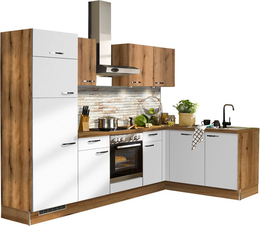 Eckküche Pn100/80 mit Geräte 275x175 cm In Evoke Eiche/Weiß