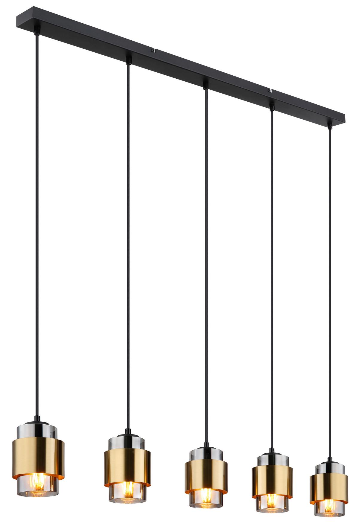Hängeleuchte 15560-5h Milley - Messingfarben/Schwarz, Design, Glas/Metall (105/10/150cm) - Globo