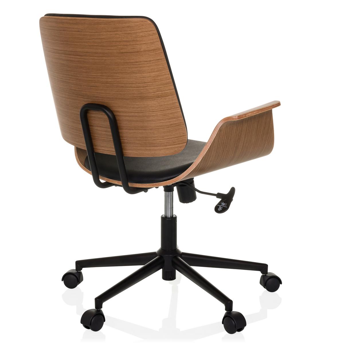 Drehstuhl Schwarz B: 68 Cm - Schwarz/Braun, MODERN, Leder/Holz (68/92/63,5cm) - MID.YOU