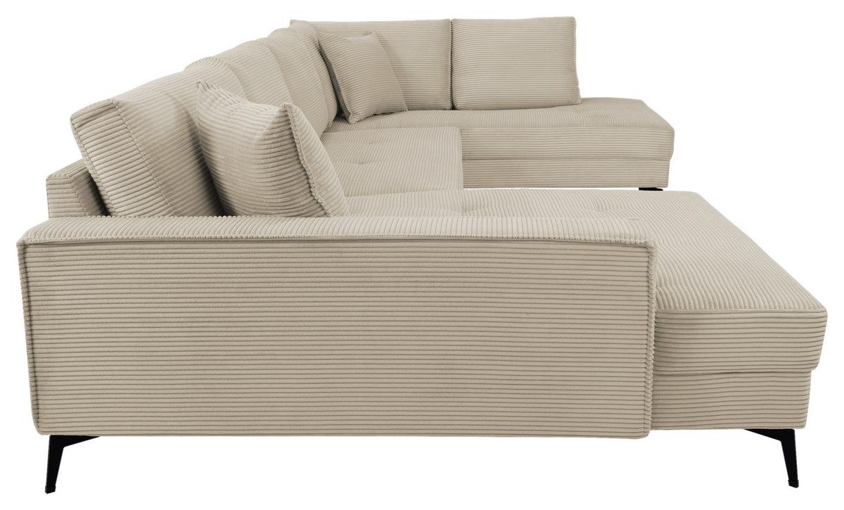 Wohnlandschaft Zero Creme U-Form 195x362x173 cm - Creme/Schwarz, Trend, Textil (173/362/195cm)