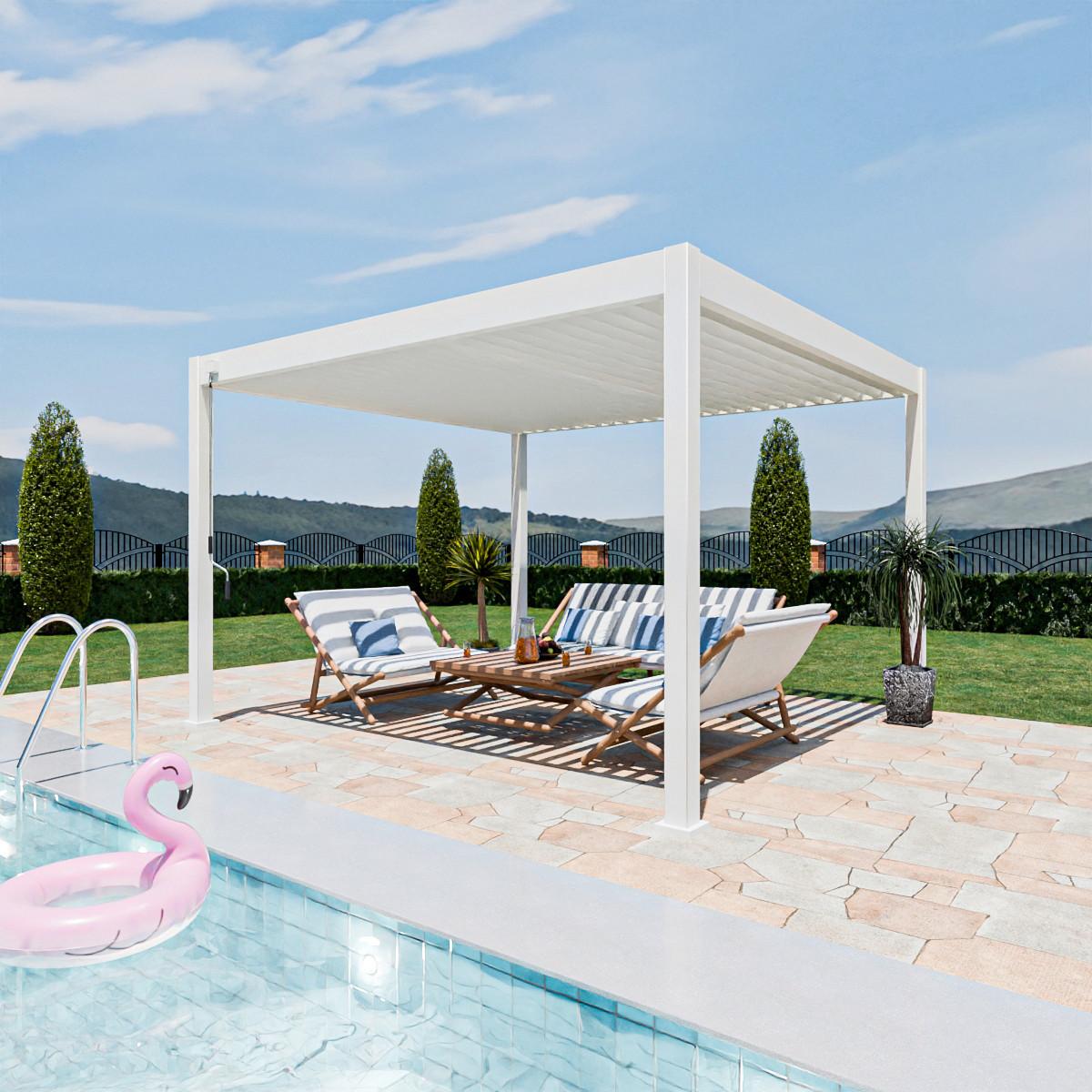 Pergola 360x400 Cm Wetterbeständig, Weiß - Weiß Hochglanz, Basics, Metall (360/255/400cm)