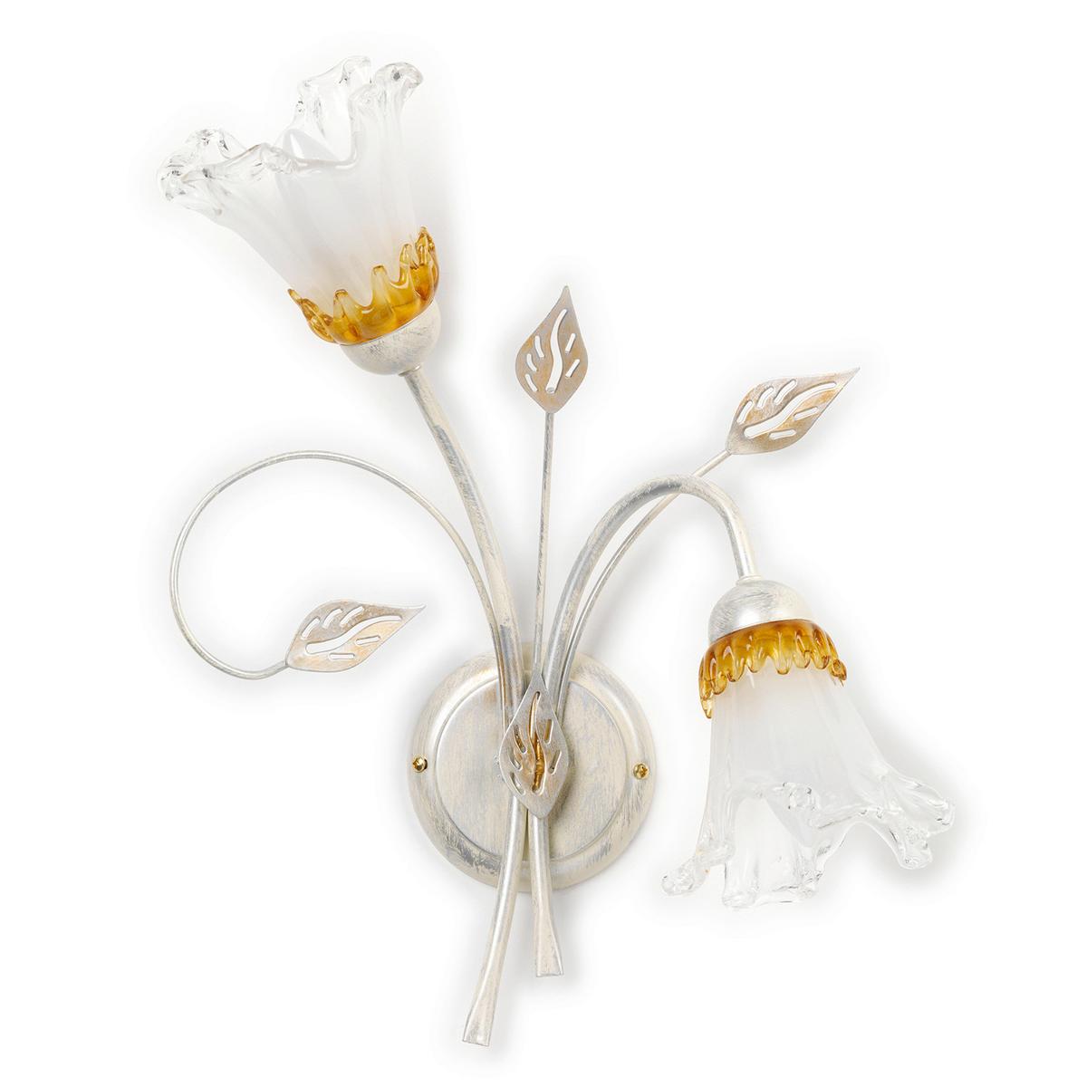 Wandleuchte 4998/ap2 - Weiß, KONVENTIONELL, Glas/Metall (35/45cm)