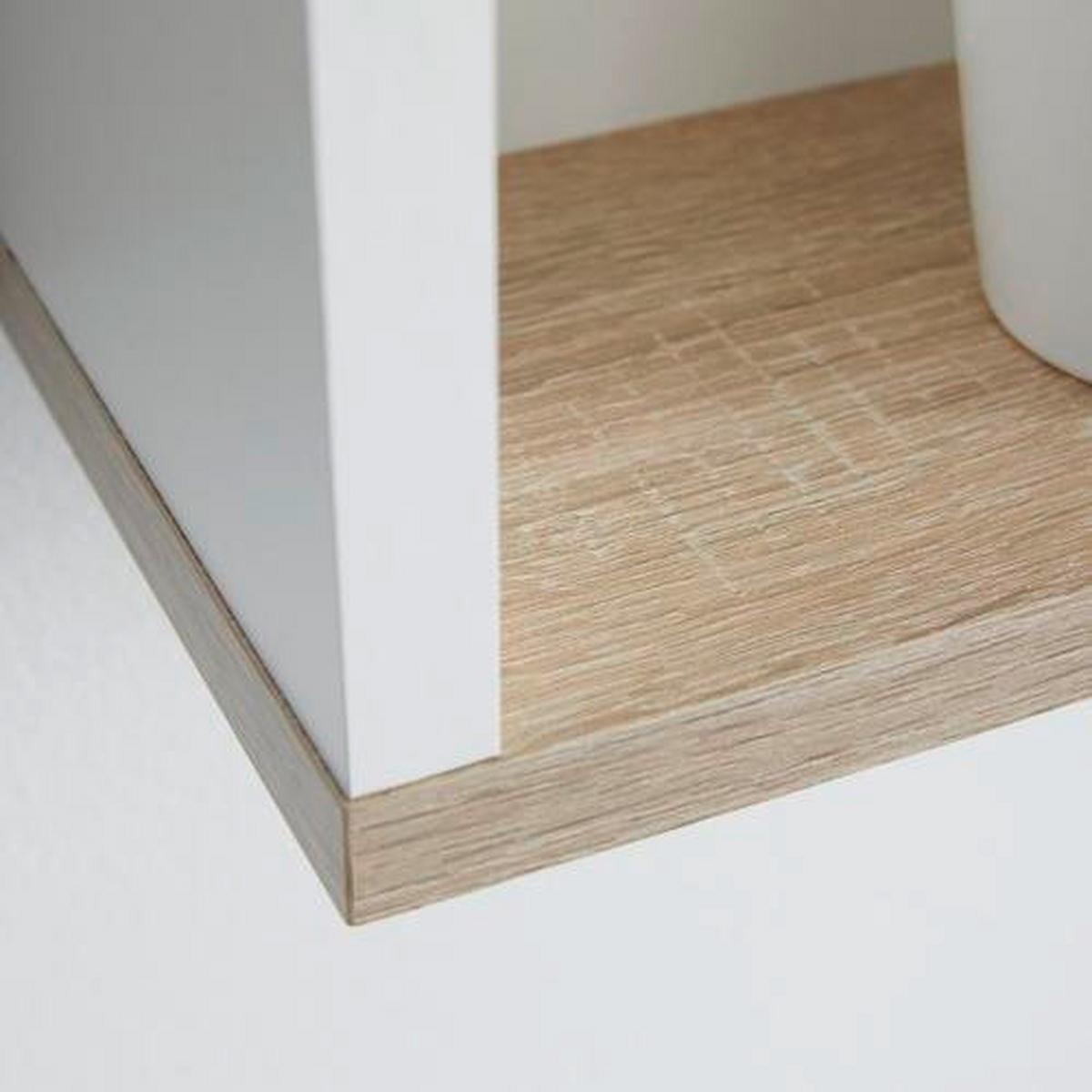 Spiegelschrank Yasmin 2-Türig BxHxT: 60x65x13,9cm Offenes Fach - Eichefarben/Weiß, Basics, Glas/Holzwerkstoff (60/65/13,9cm) - MID.YOU