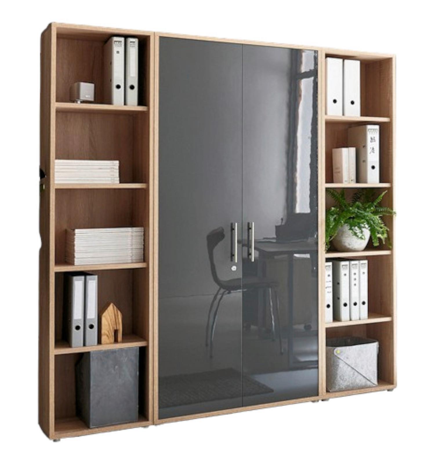 Office Edition B:1730cmsonoma Eiche/anthrazit - Anthrazit Hochglanz/Sonoma Eiche, MODERN, Holzwerkstoff (173/186/33cm) - MID.YOU