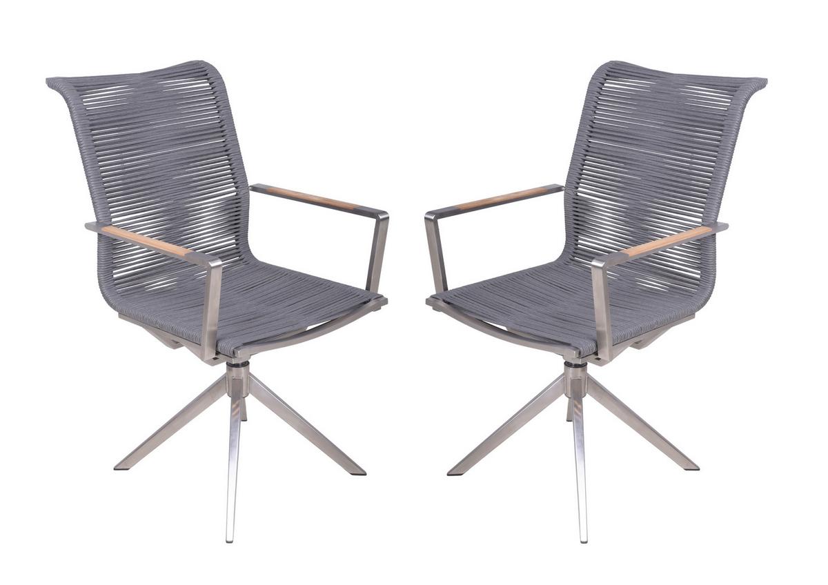 Gartenstuhl-set Rubiera - Anthrazit/Silberfarben, Basics, Holz/Kunststoff (63/95/54cm) - Gardenson